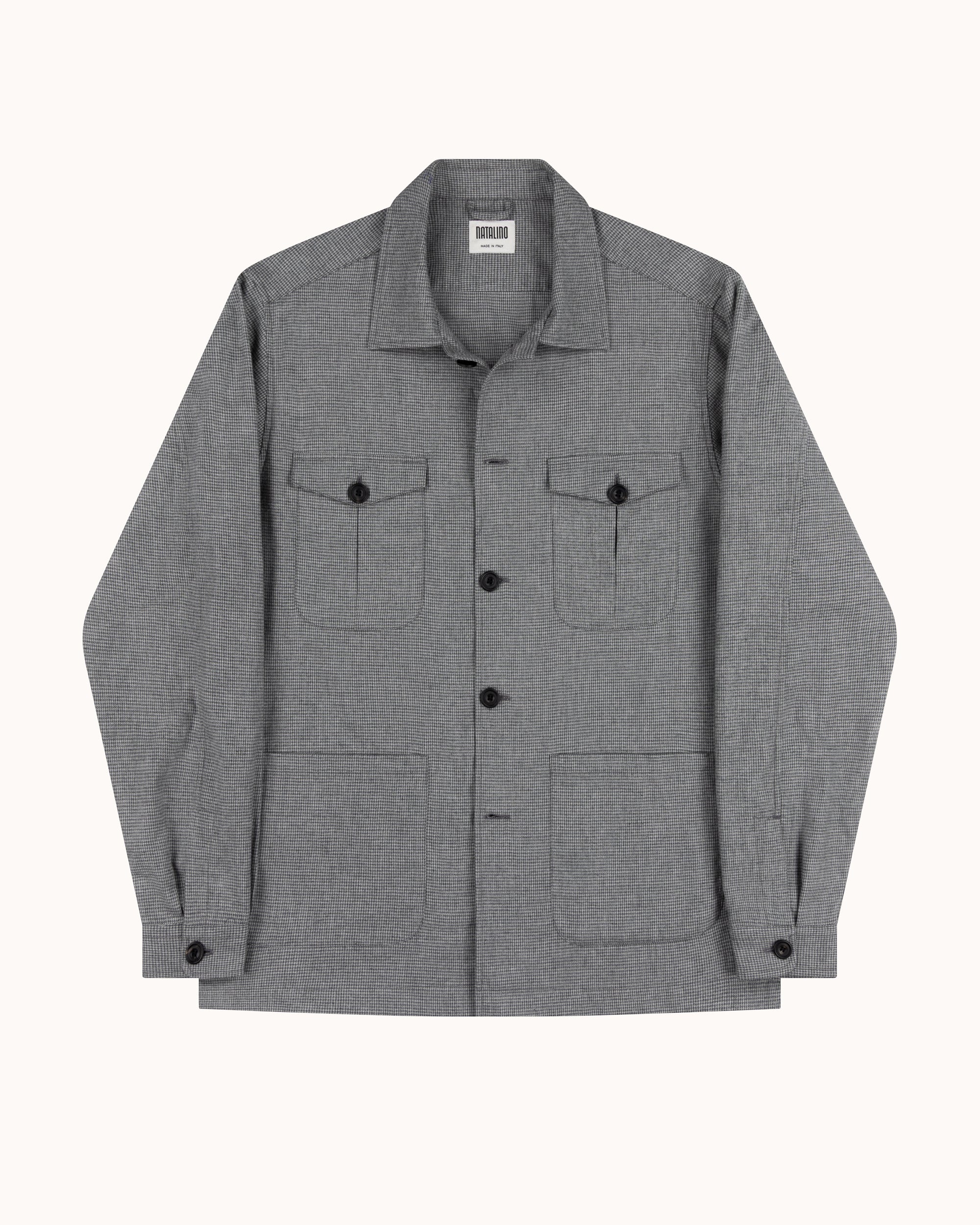 Overshirt - Grey Houndstooth Cotton