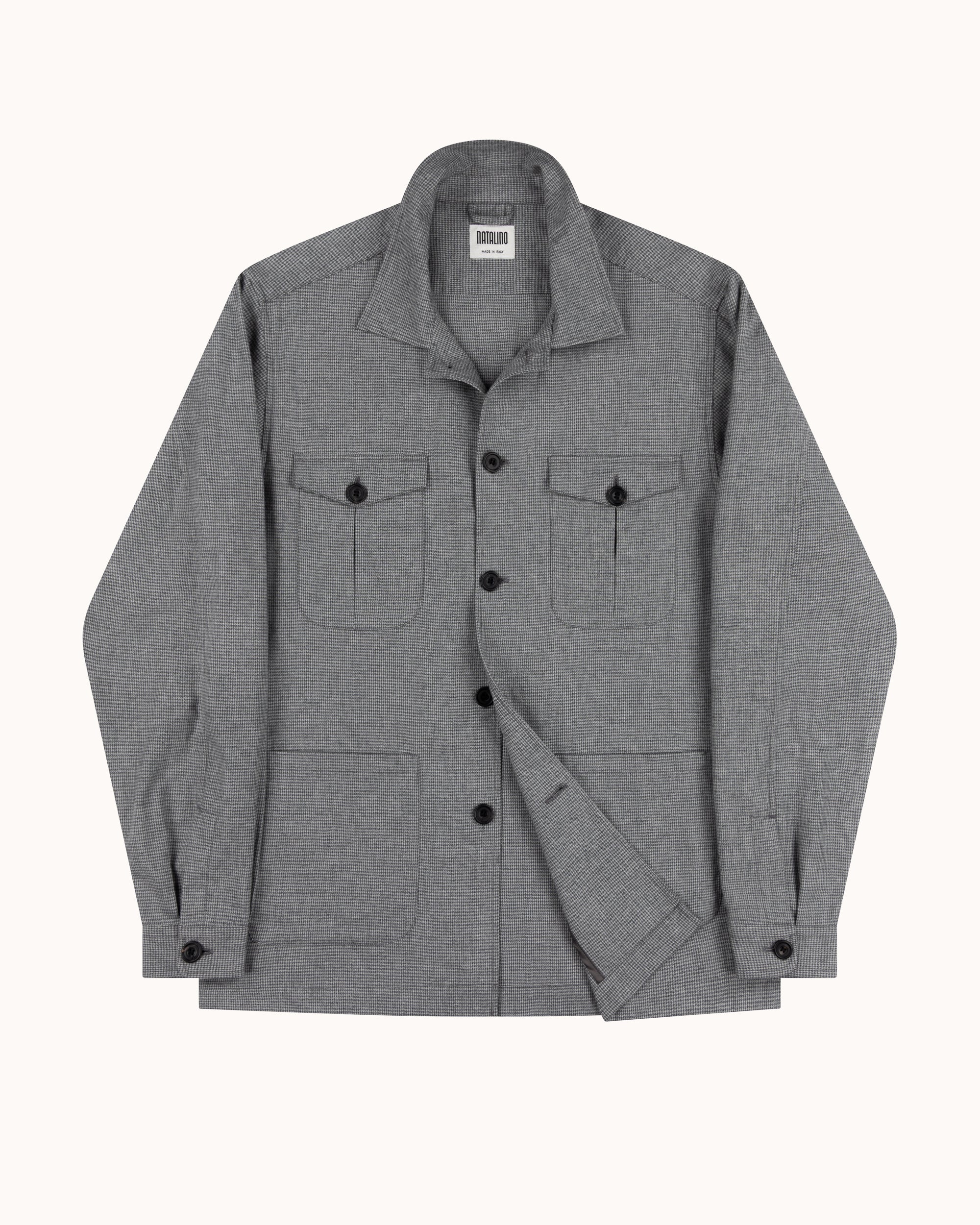 Overshirt - Grey Houndstooth Cotton