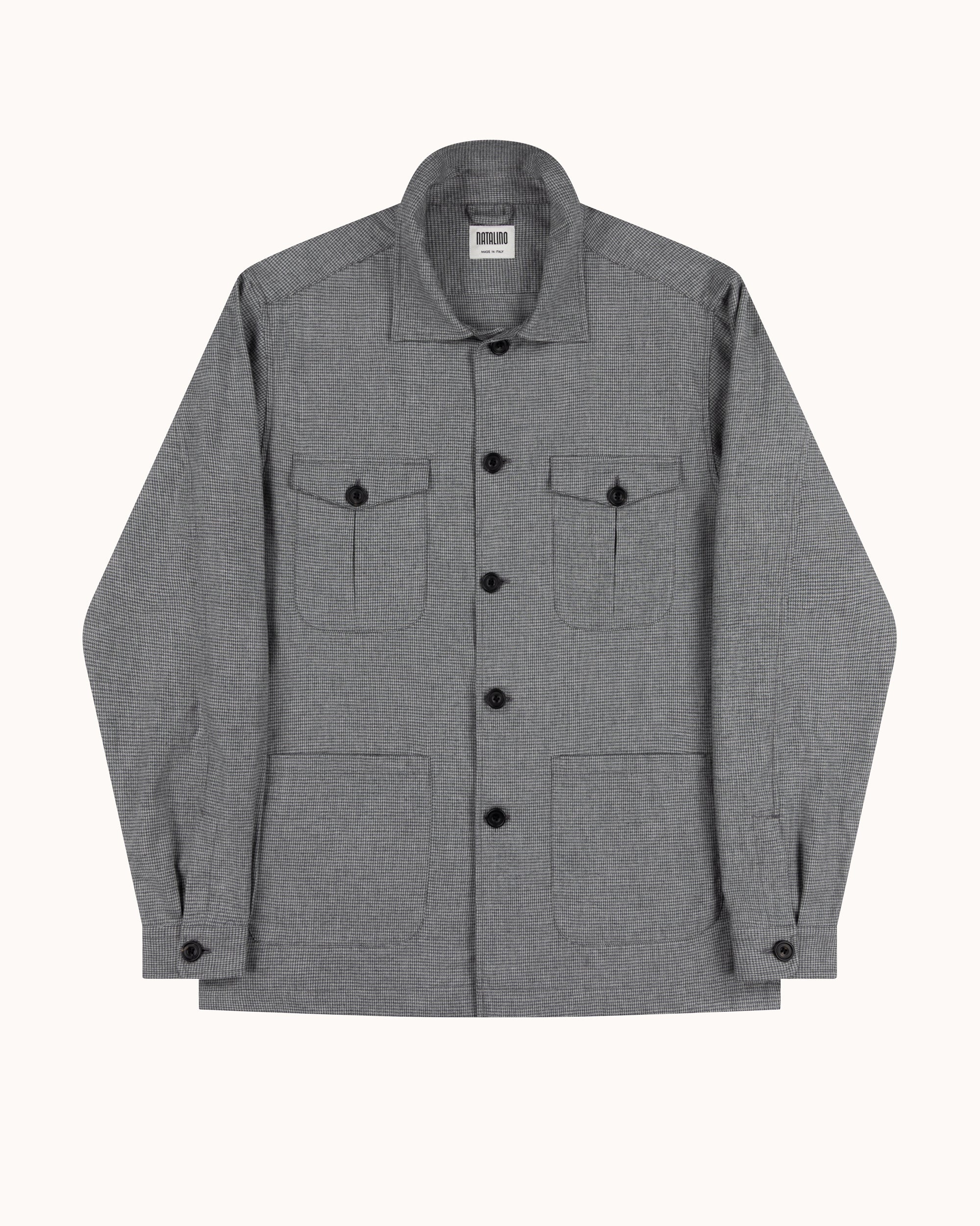 Overshirt - Grey Houndstooth Cotton
