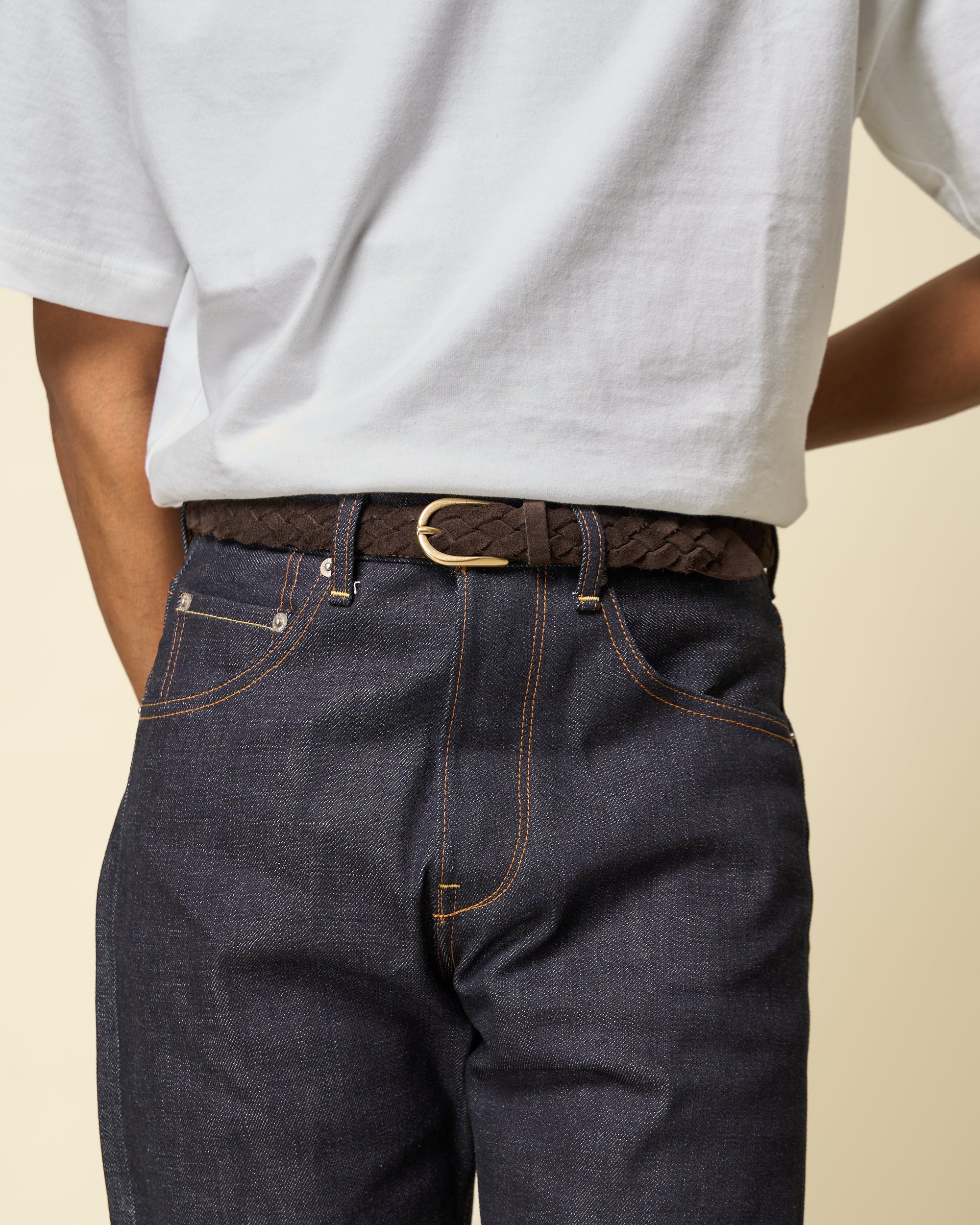 Woven Belt - Brown Suede