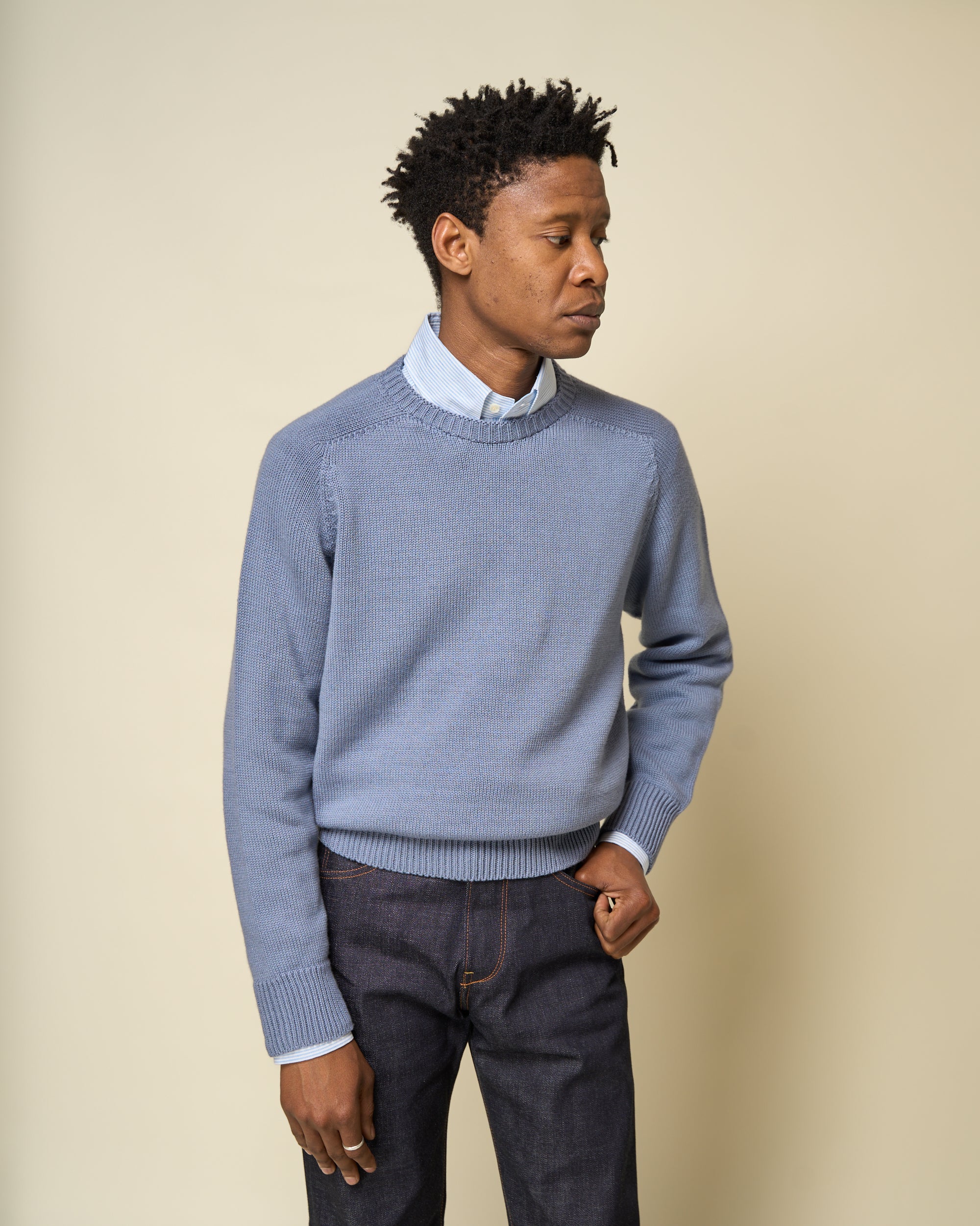 crew neck sweater with dress shirt Cotton Crew Neck Sweater