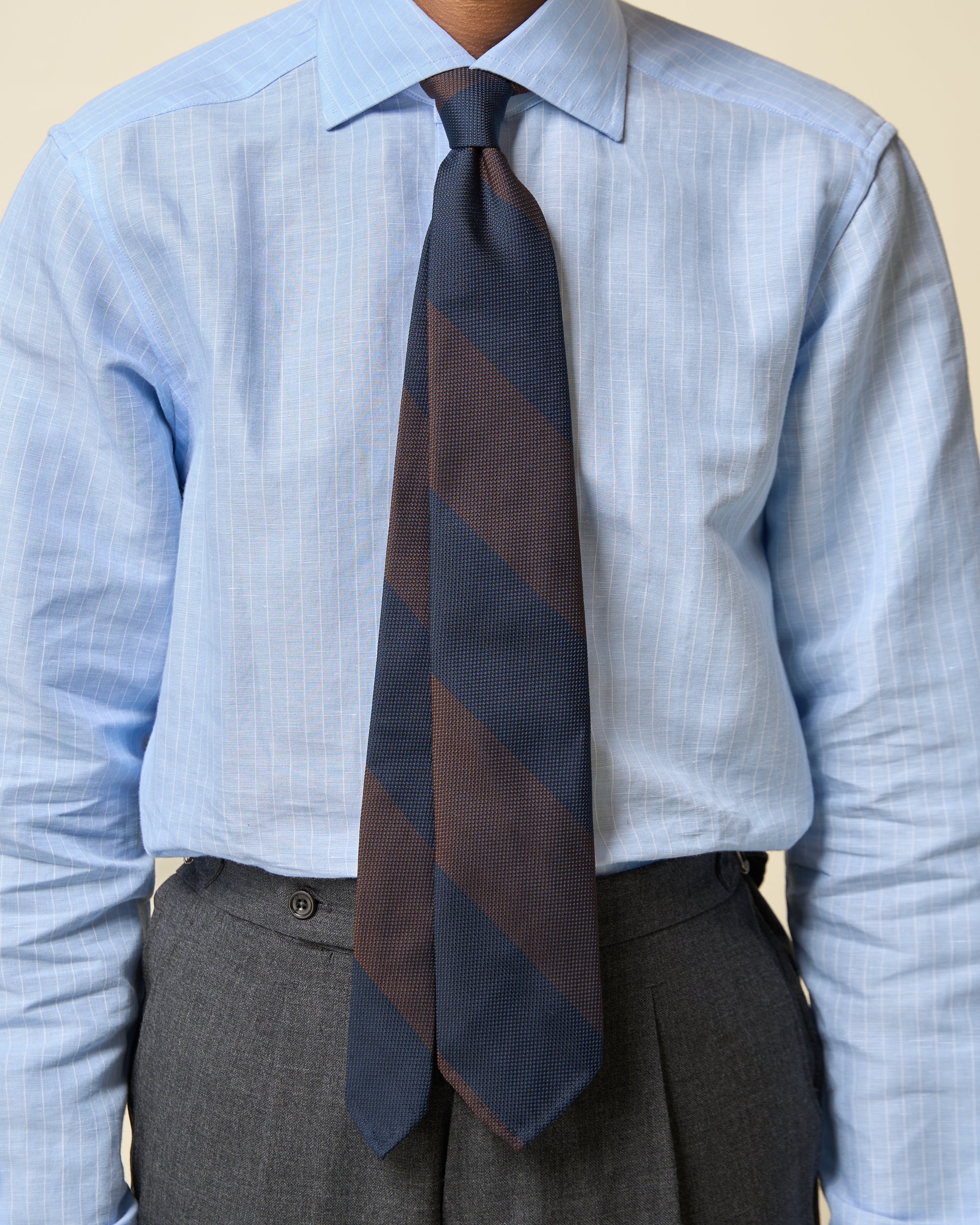 Shibumi Firenze - Japanese Grenadine Silk Tie - Navy / Brown