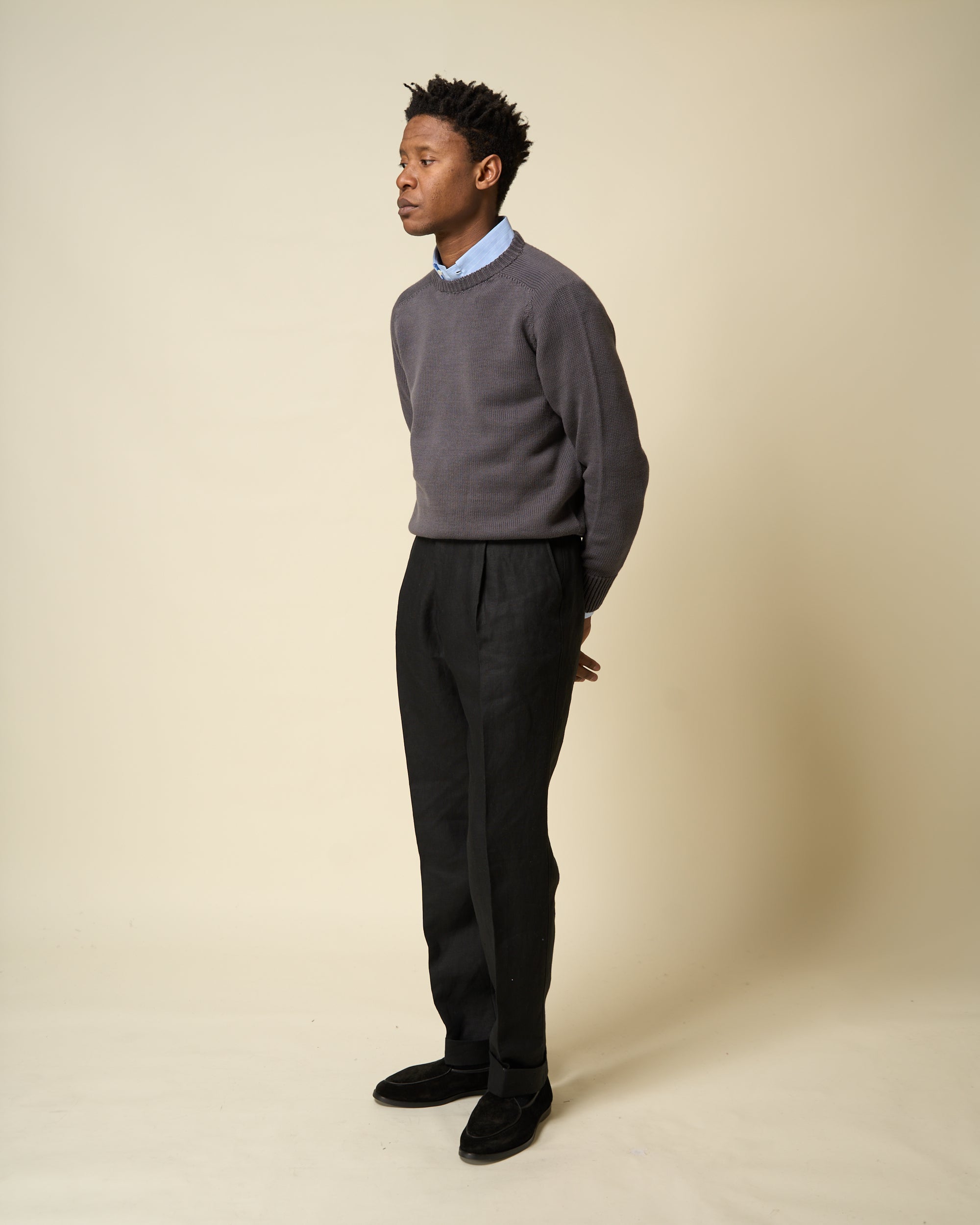 Cotton Crew Neck Sweater - Slate Grey Natalino Cotton Crew Neck Sweater - Slate Grey Natalino