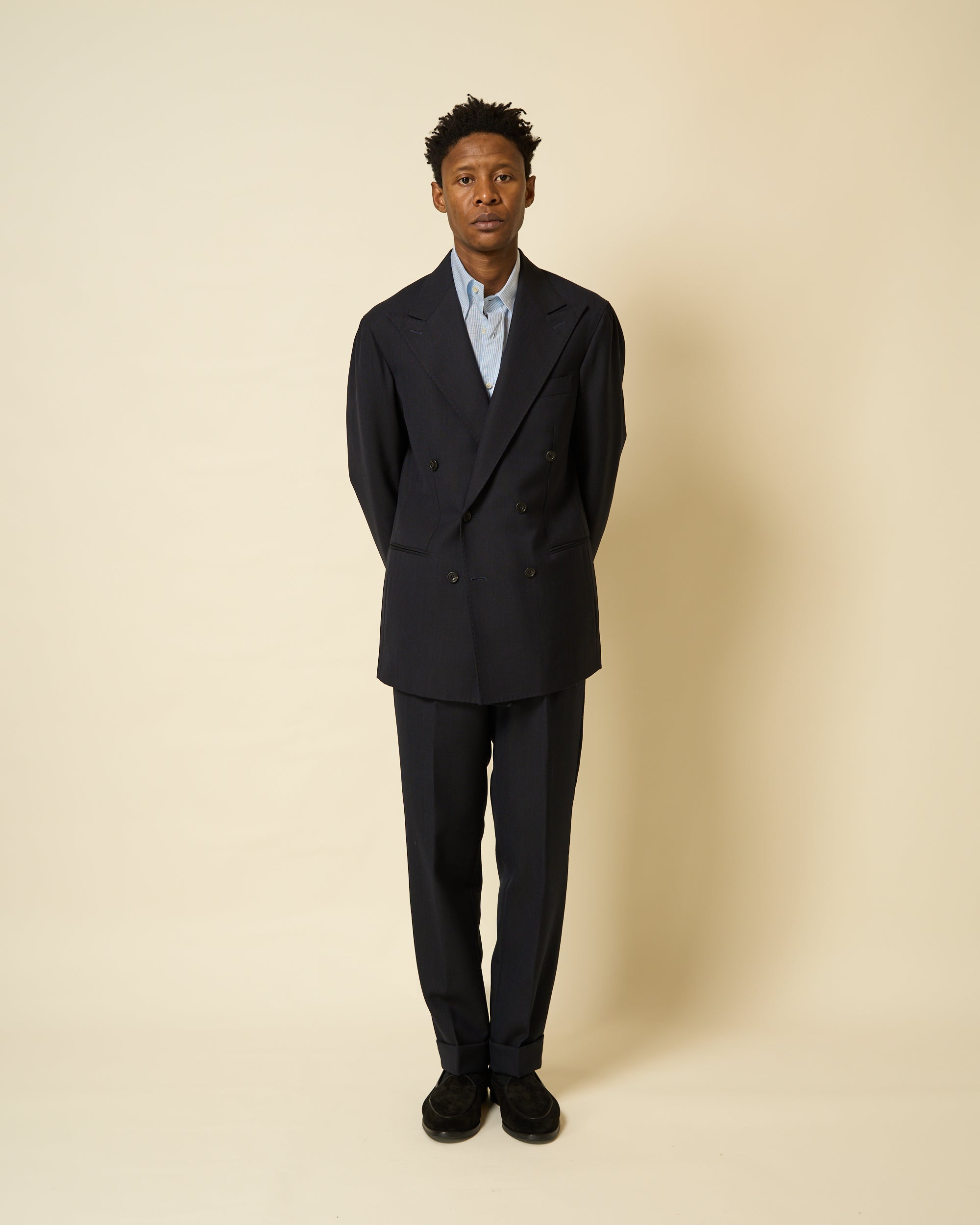 Double Breasted Sport Jacket - Navy Tropical Wool – Natalino