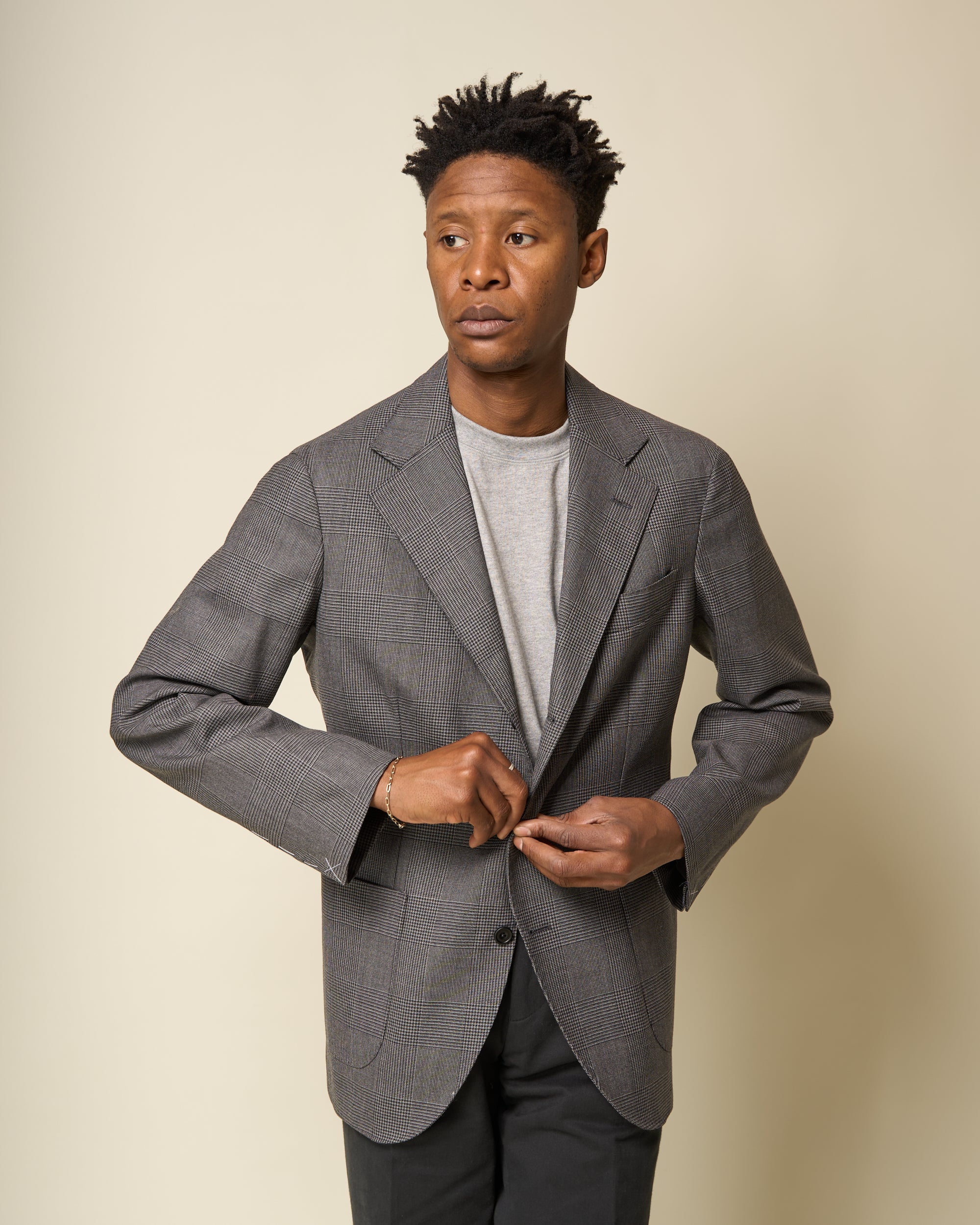 Sport Jacket - Grey Glen Check High Twist Merino Wool