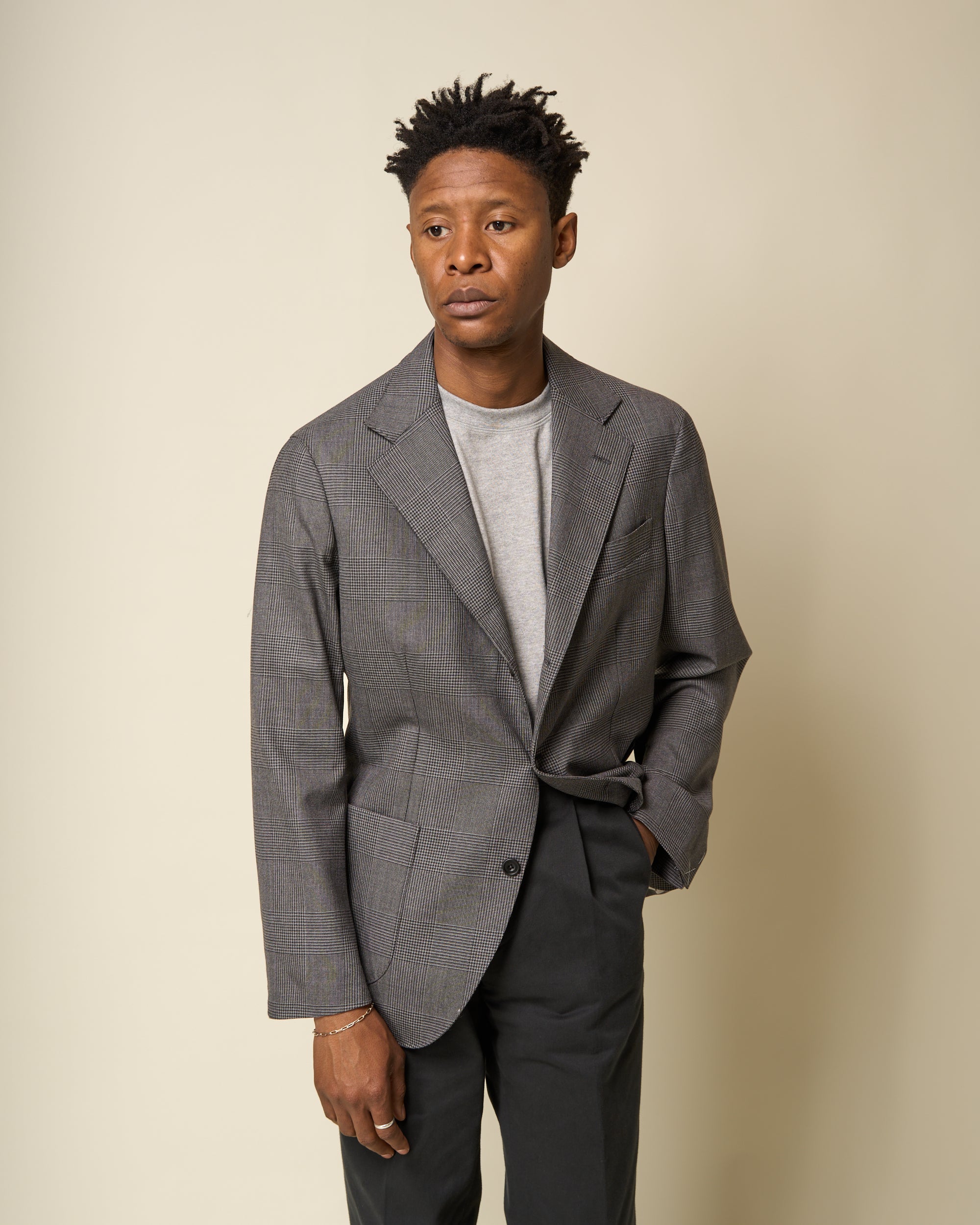 Sport Jacket - Grey Glen Check High Twist Merino Wool