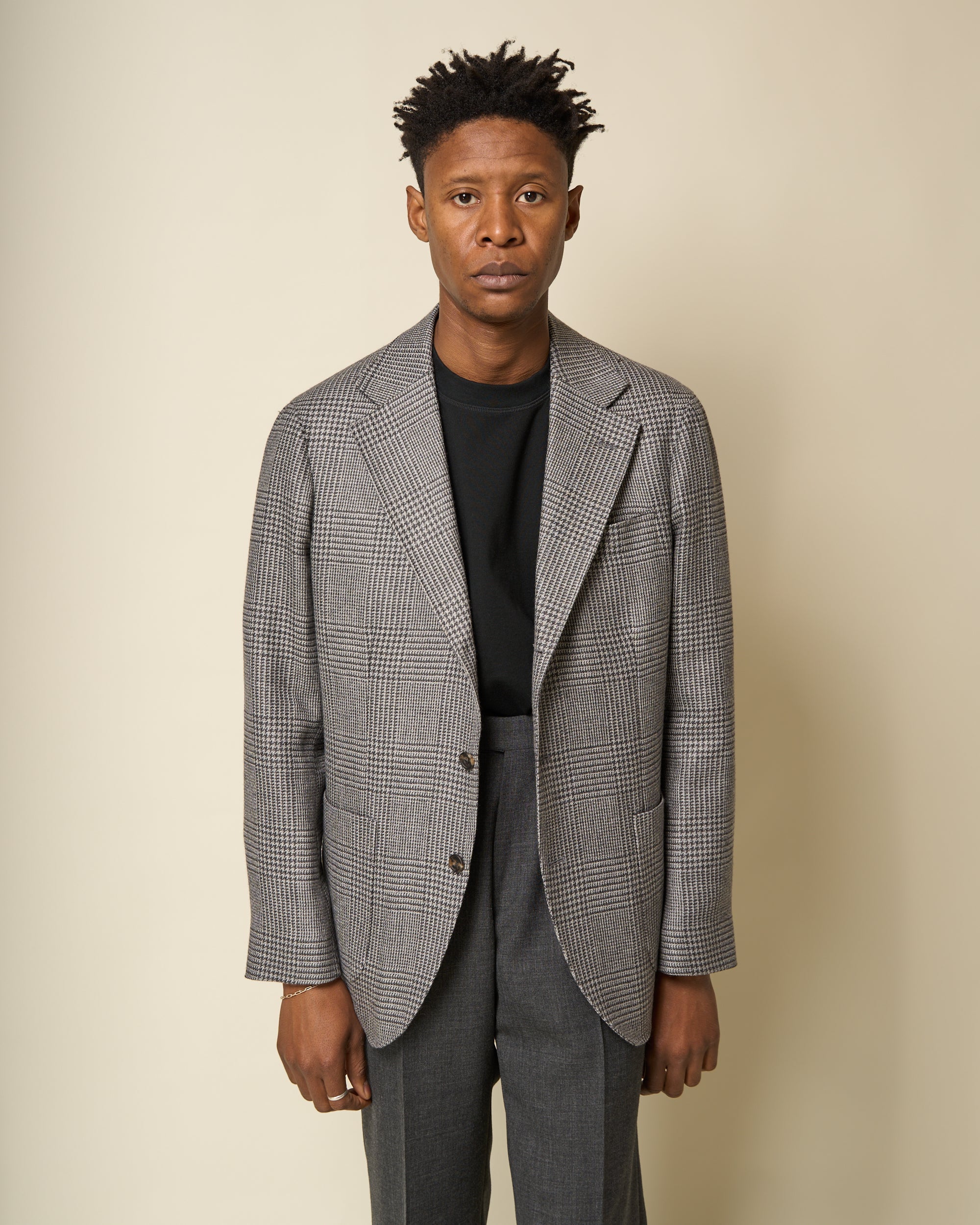 Sport Jacket - Grey Glen Check Wool Linen