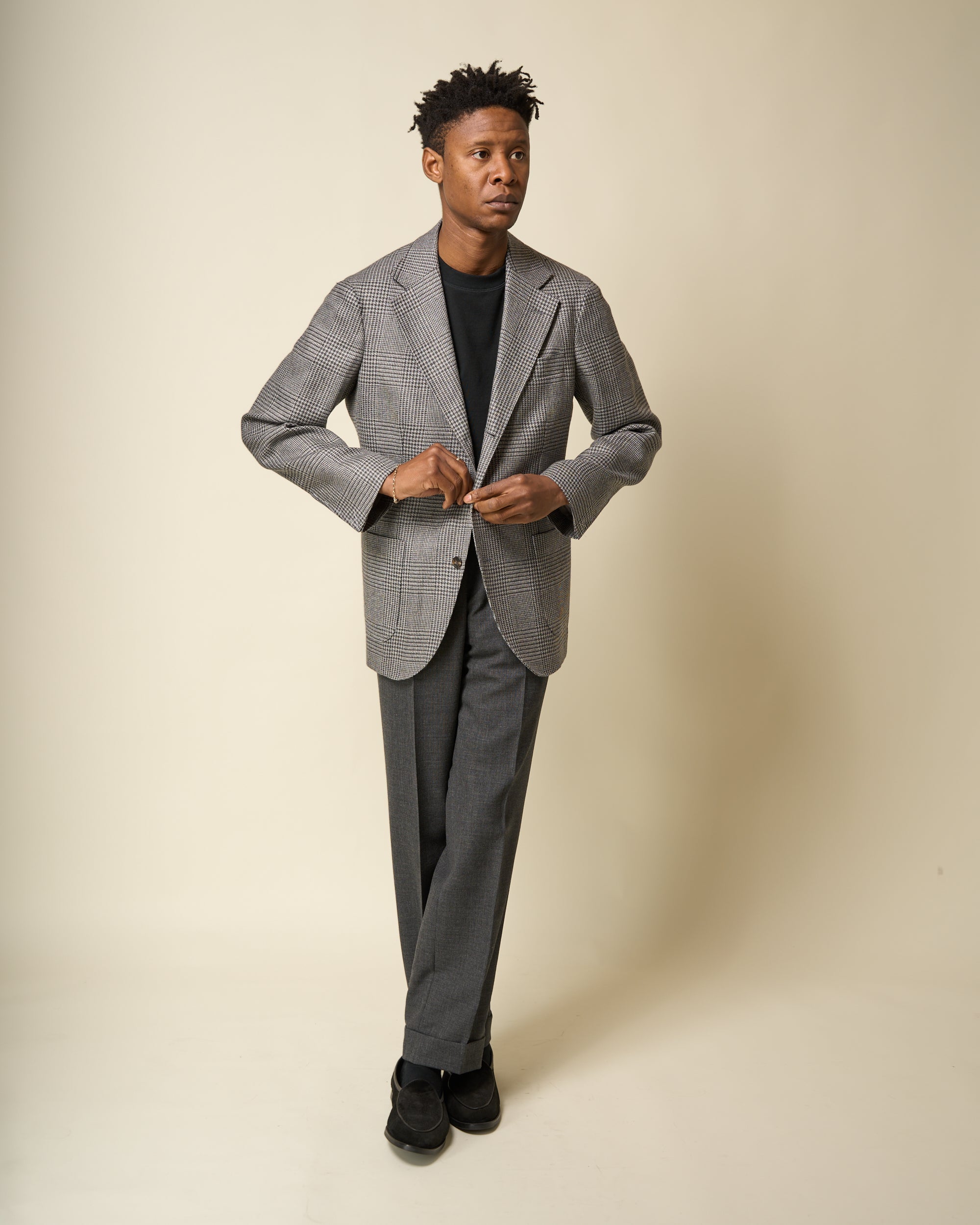 Sport Jacket - Grey Glen Check Wool Linen