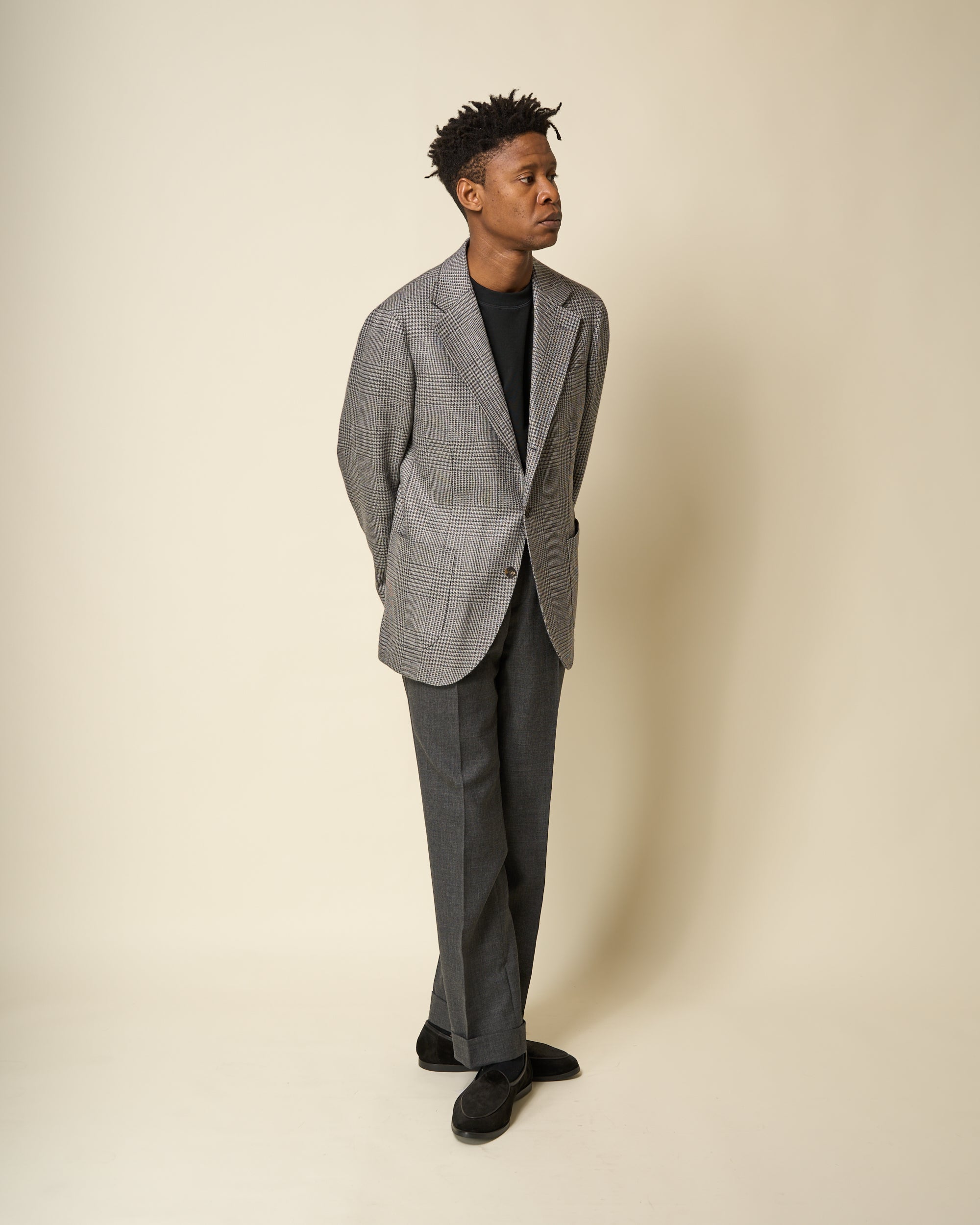 Sport Jacket - Grey Glen Check Wool Linen