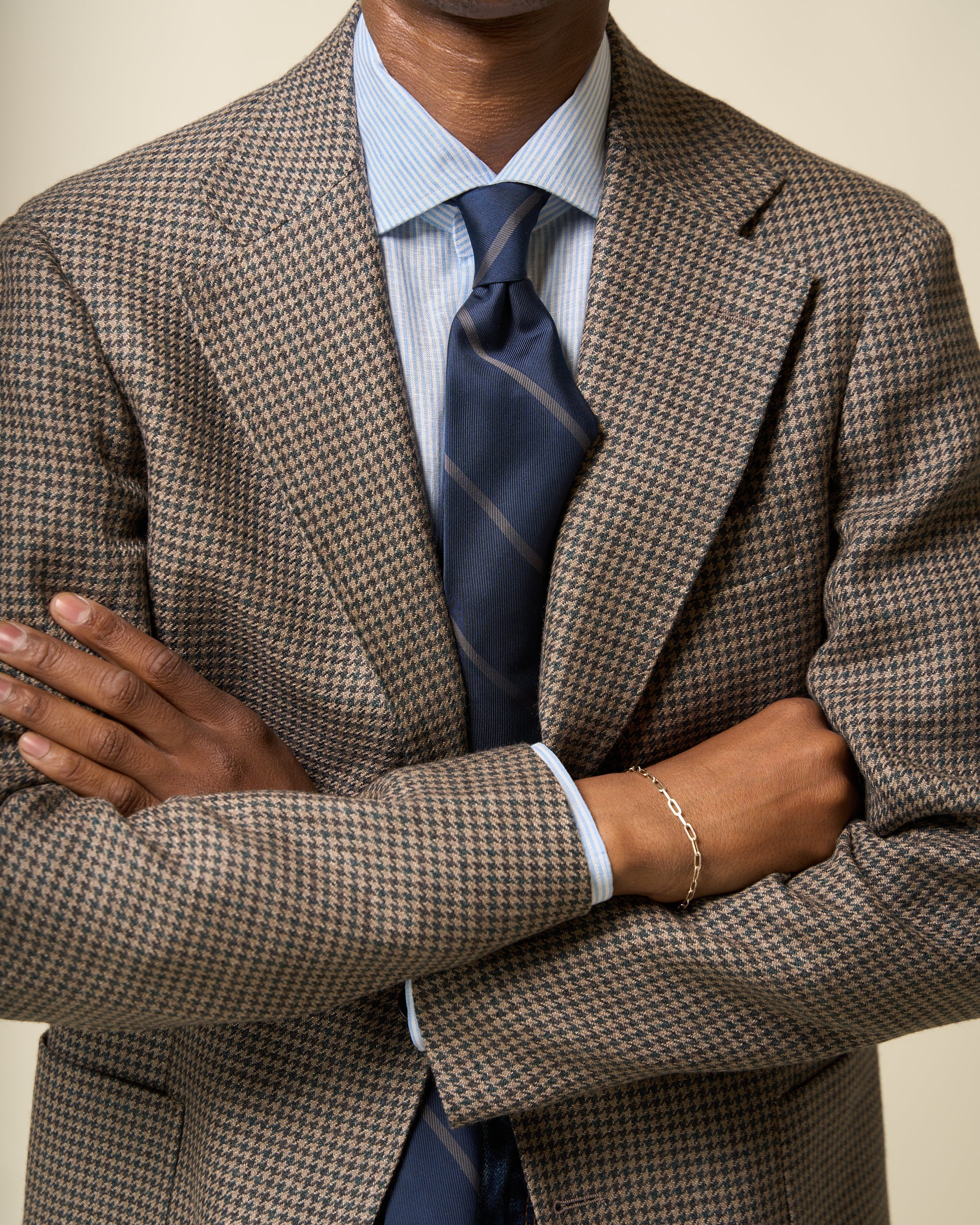 Sport Jacket - Truffle Houndstooth Wool Linen