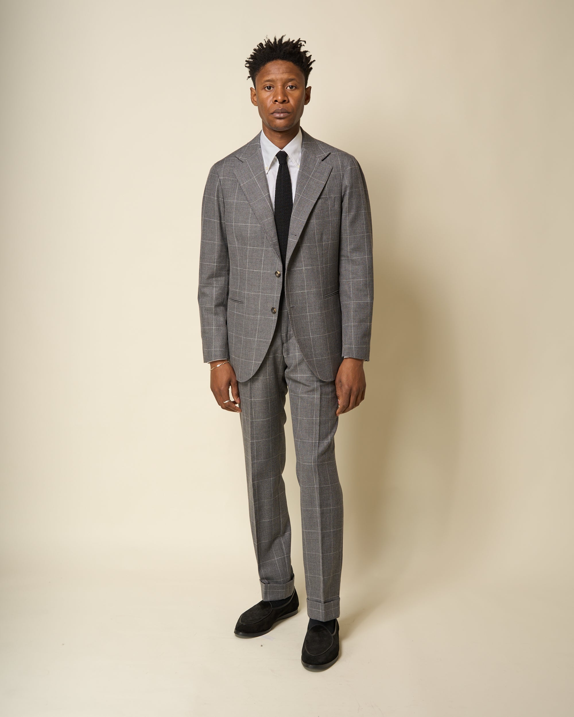 Sport Jacket - Grey Windowpane Cotton Wool