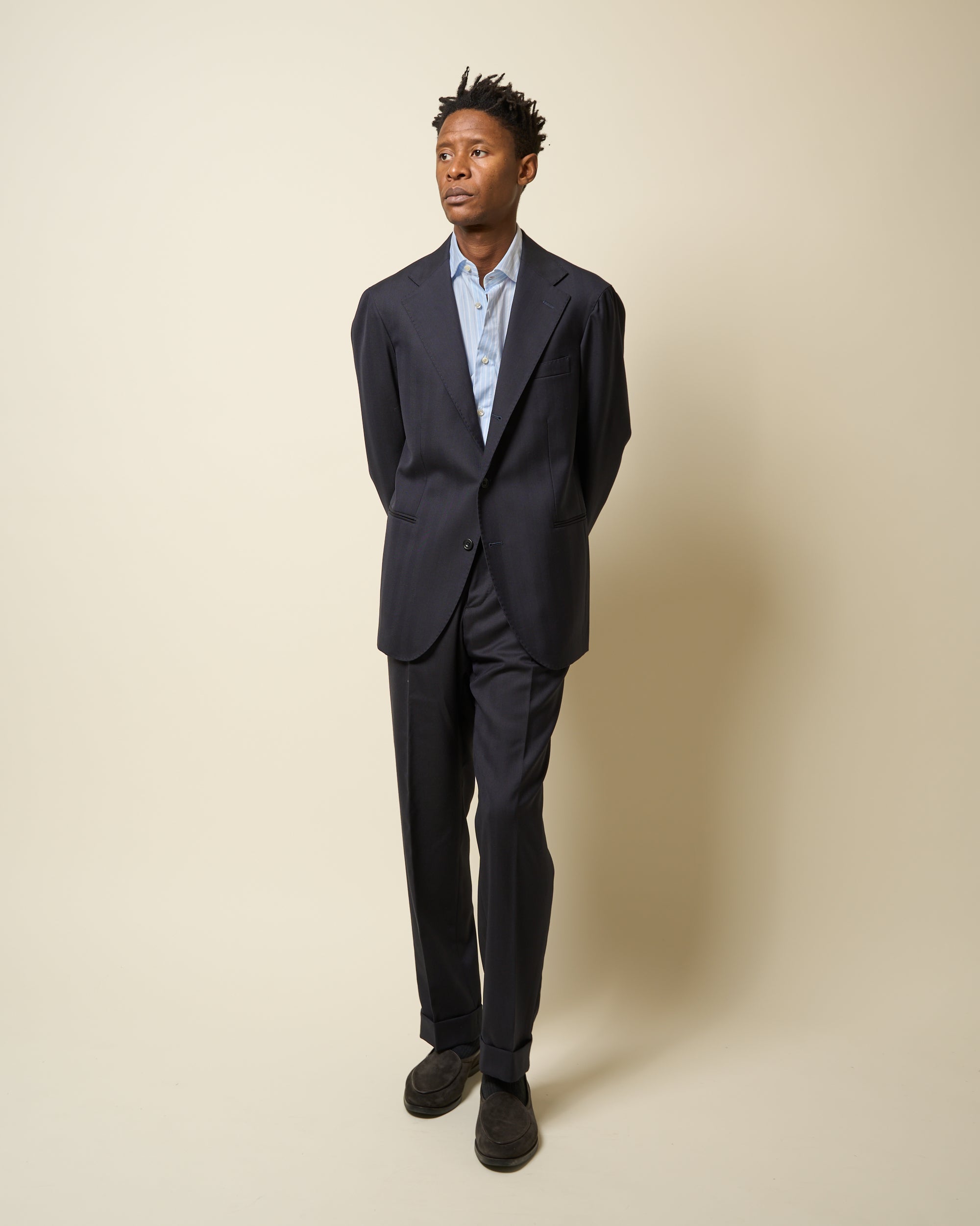 Sport Jacket - Dark Navy Herringbone Wool