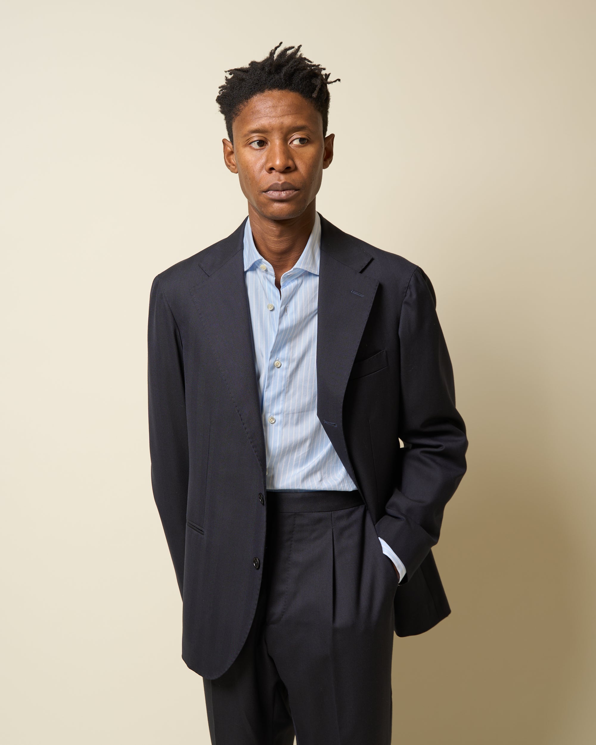 Sport Jacket - Dark Navy Herringbone Wool