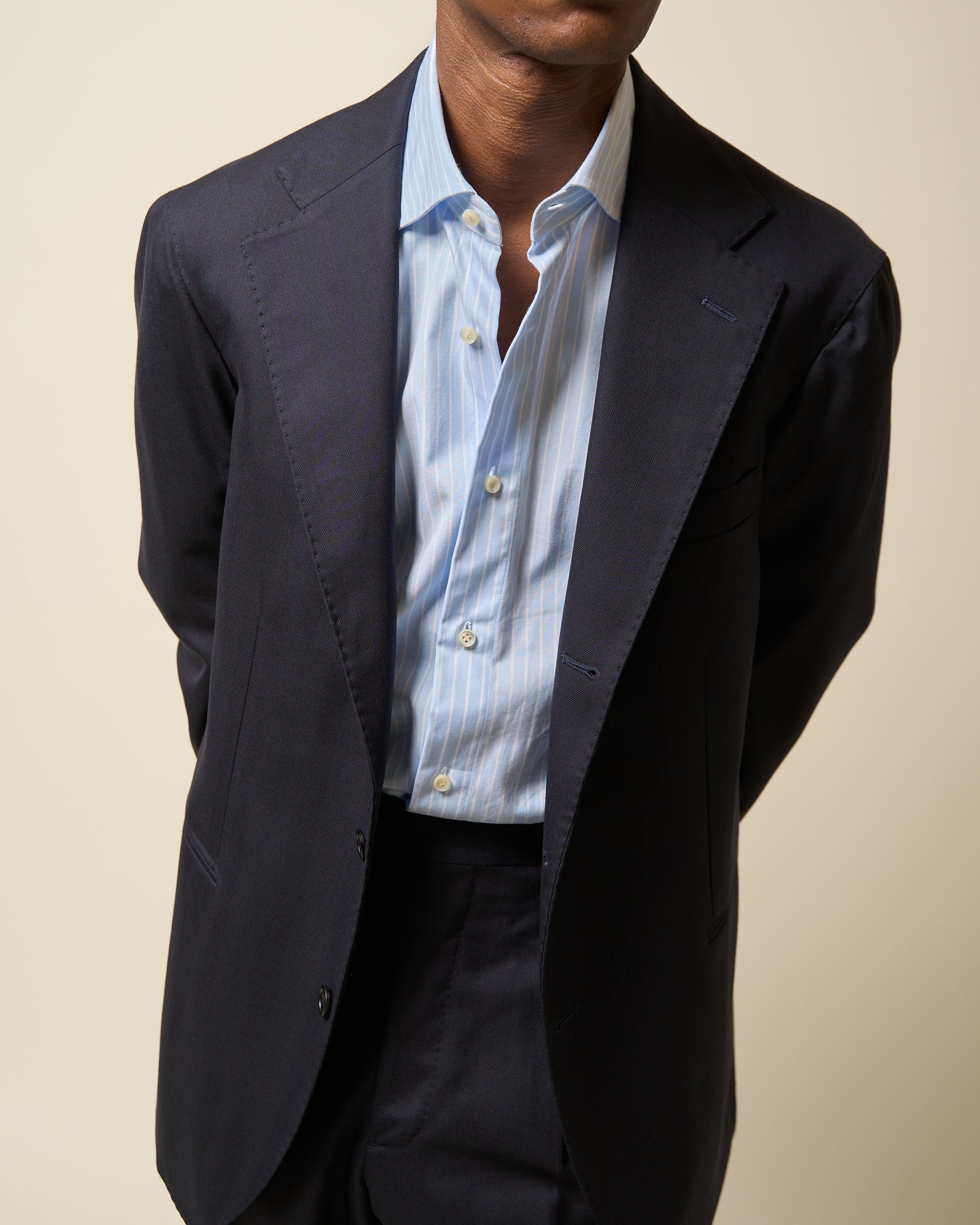 Sport Jacket - Dark Navy Herringbone Wool