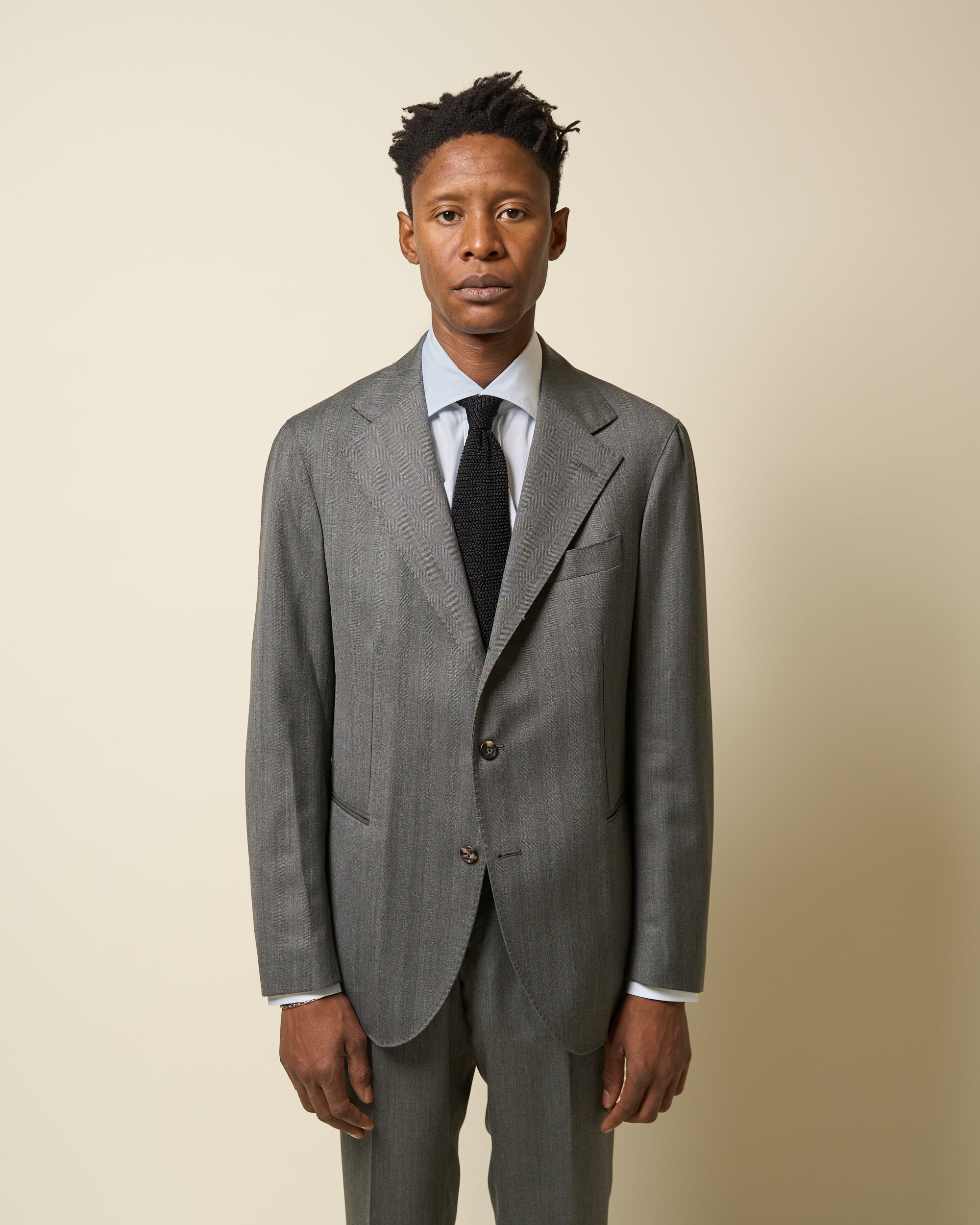 Sport Jacket - Mid Grey Herringbone Wool