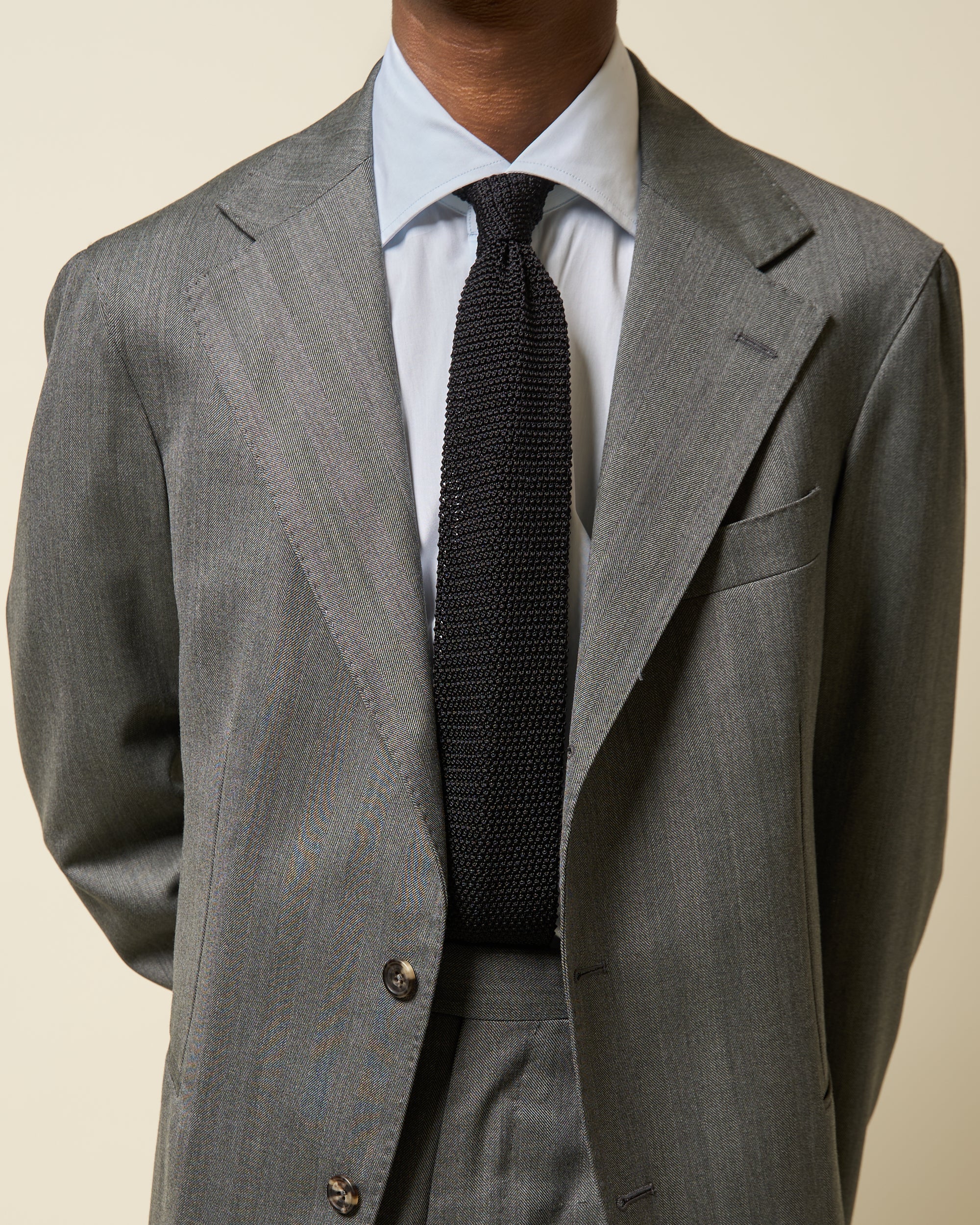 Sport Jacket - Mid Grey Herringbone Wool