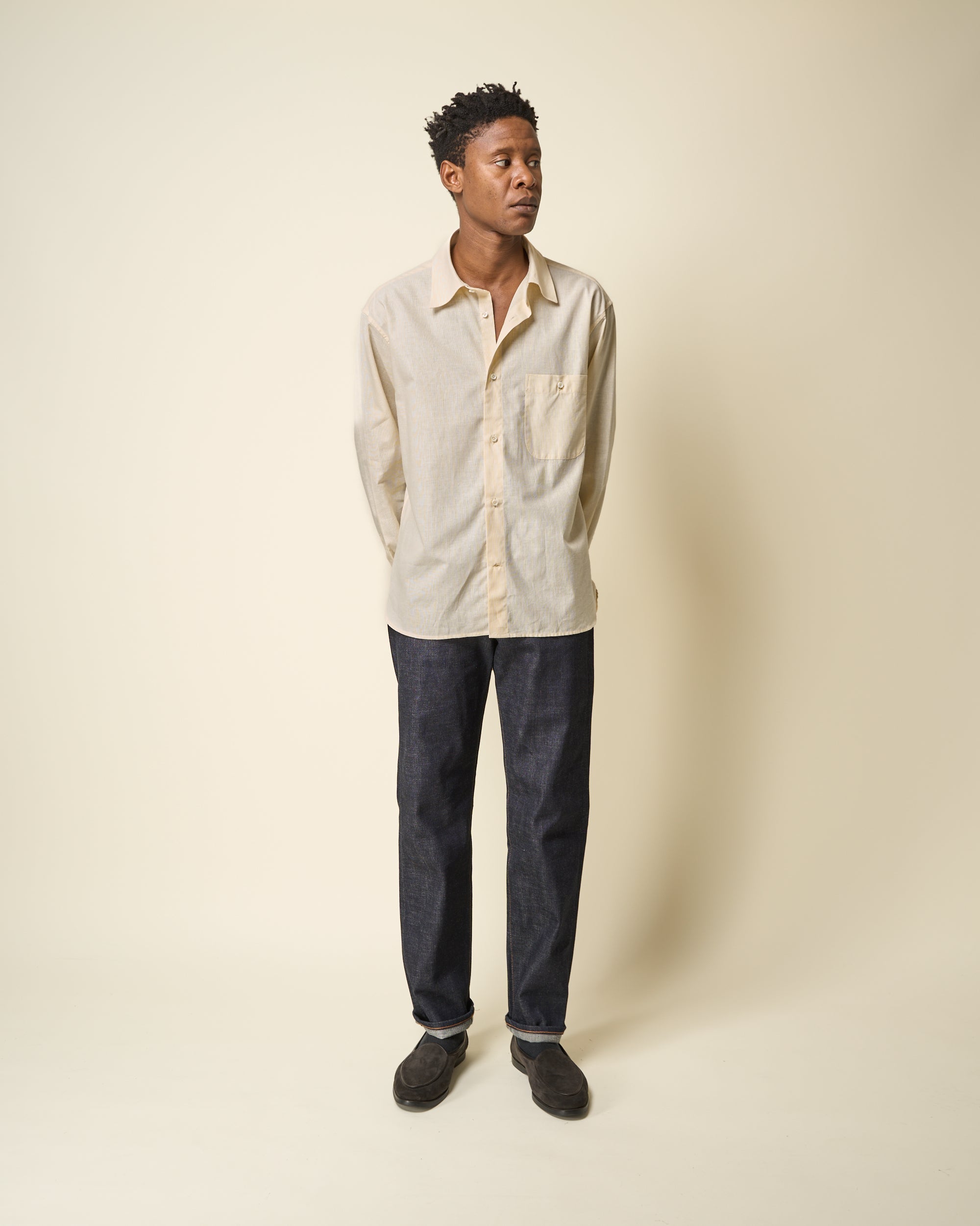 Off-Duty Shirt - Yellow Stripe Cotton Linen