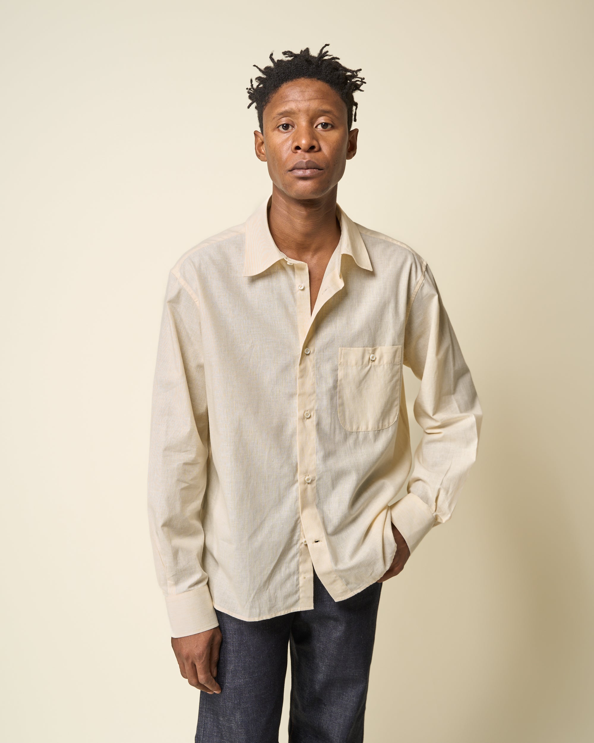 Off-Duty Shirt - Yellow Stripe Cotton Linen