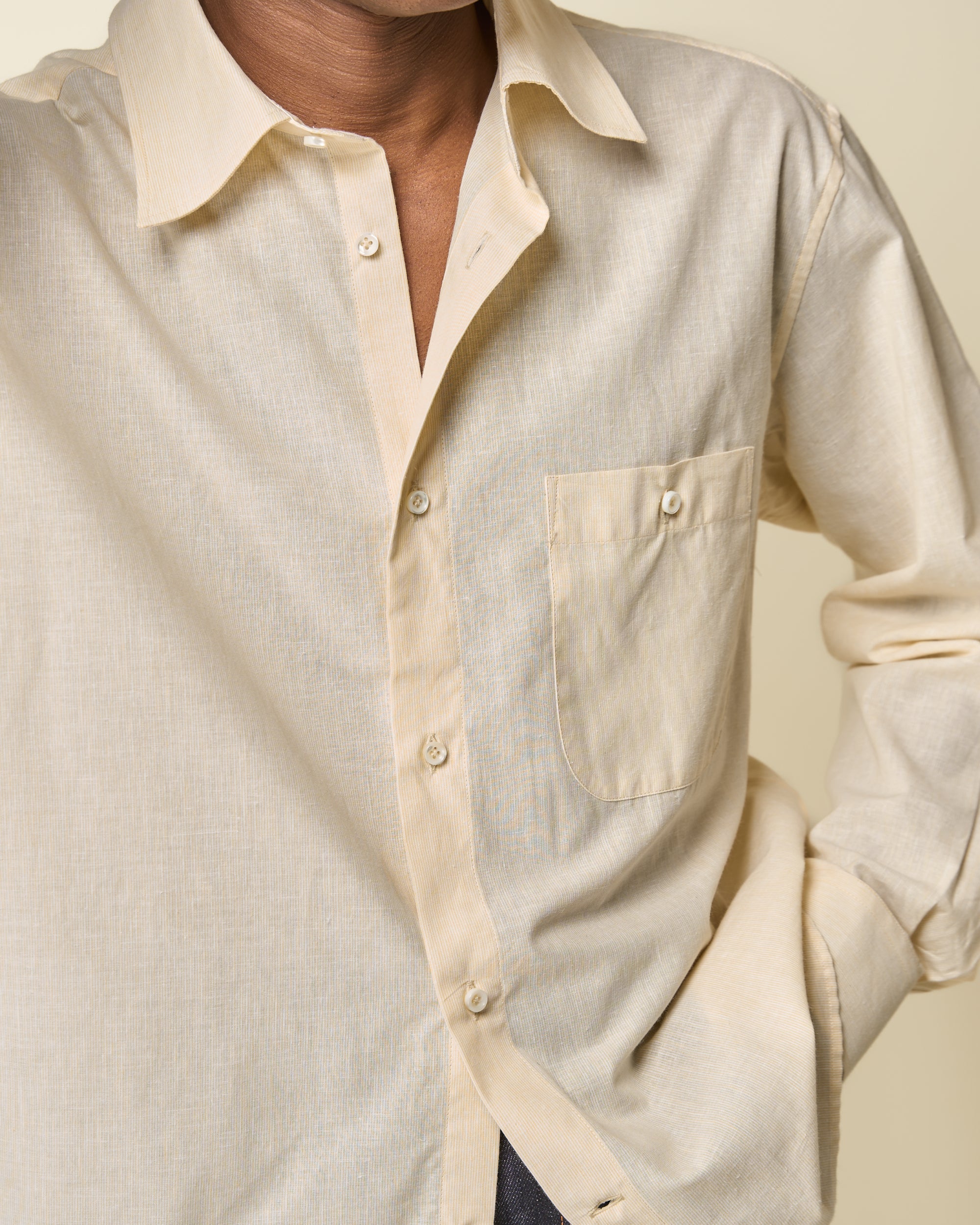 Off-Duty Shirt - Yellow Stripe Cotton Linen
