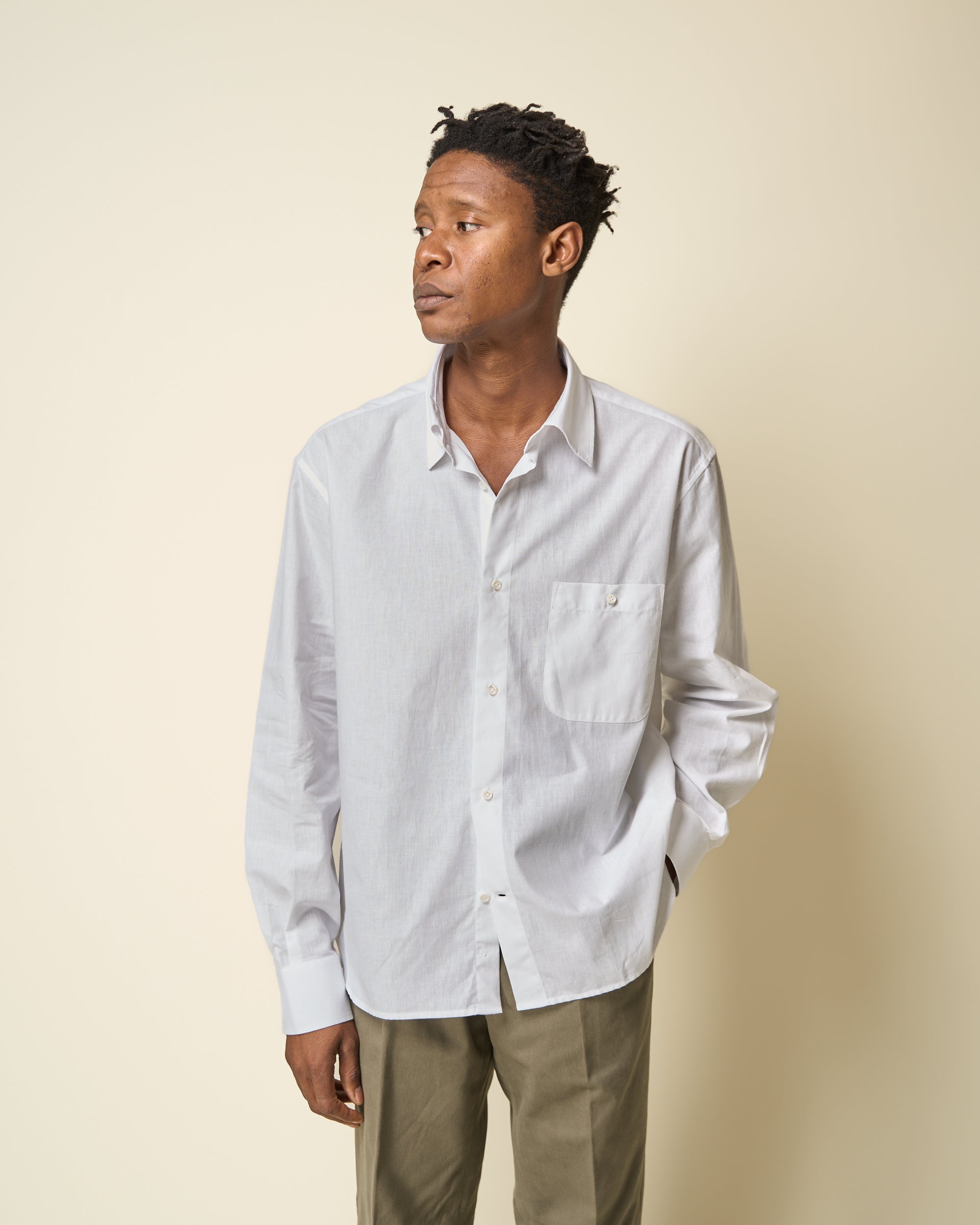 Off-Duty Shirt - White Cotton Linen