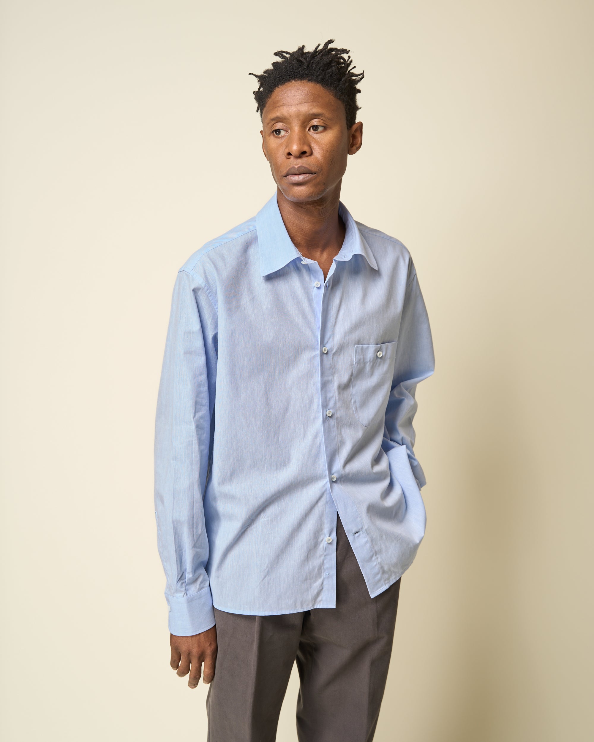 Off-Duty Shirt - Light Blue Cotton Linen
