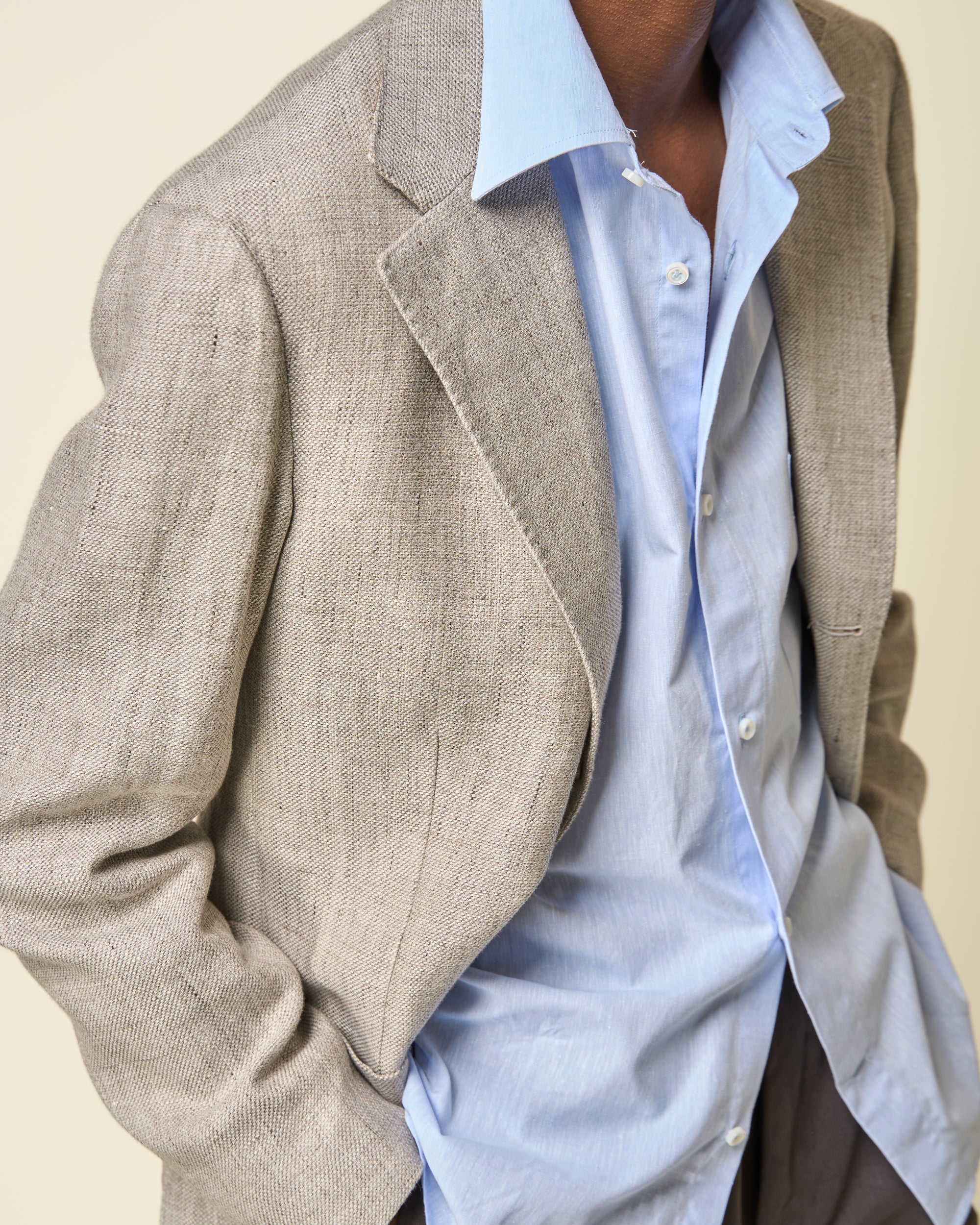 Off-Duty Shirt - Light Blue Cotton Linen