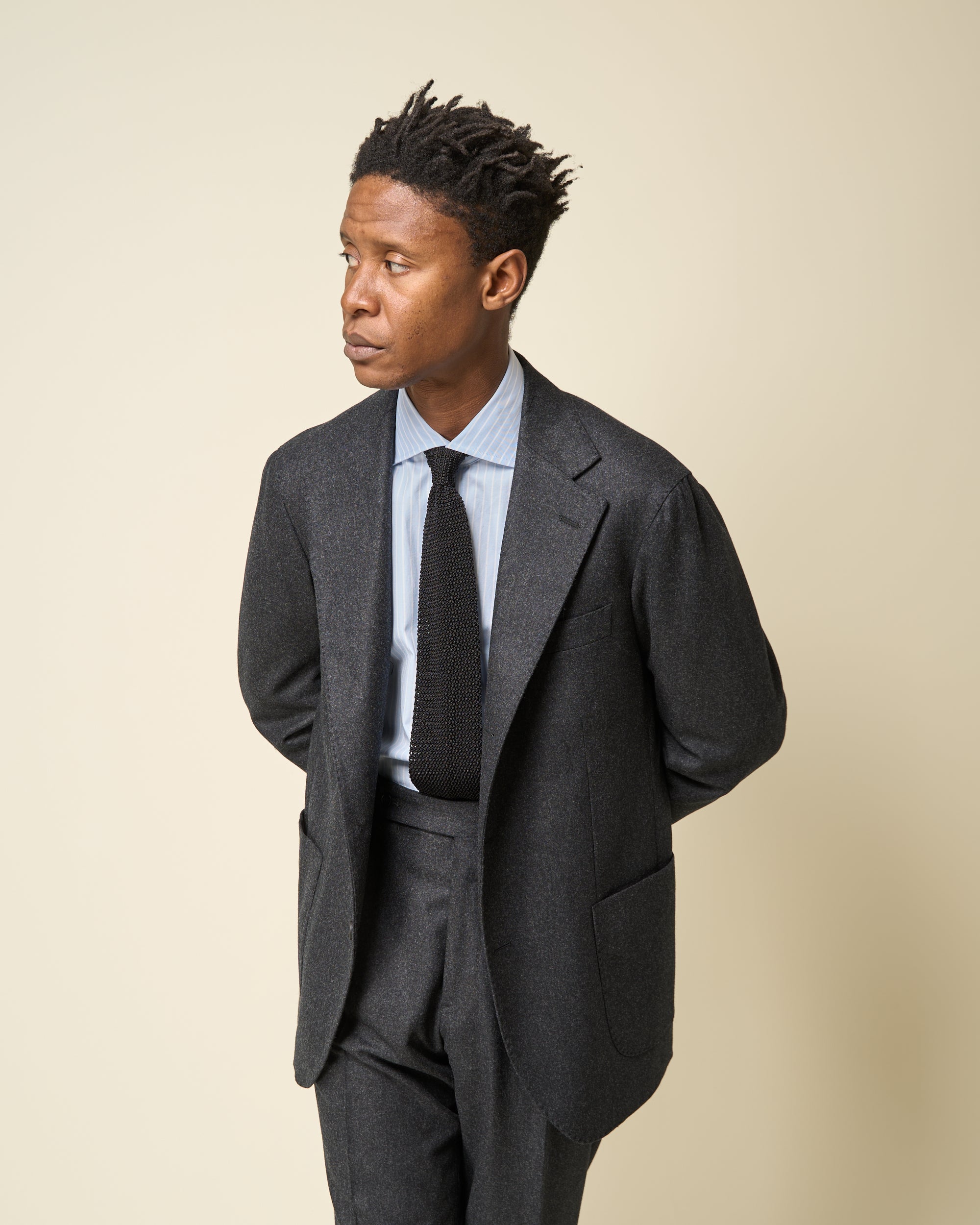 Sport Jacket - Charcoal Grey Woollen Flannel