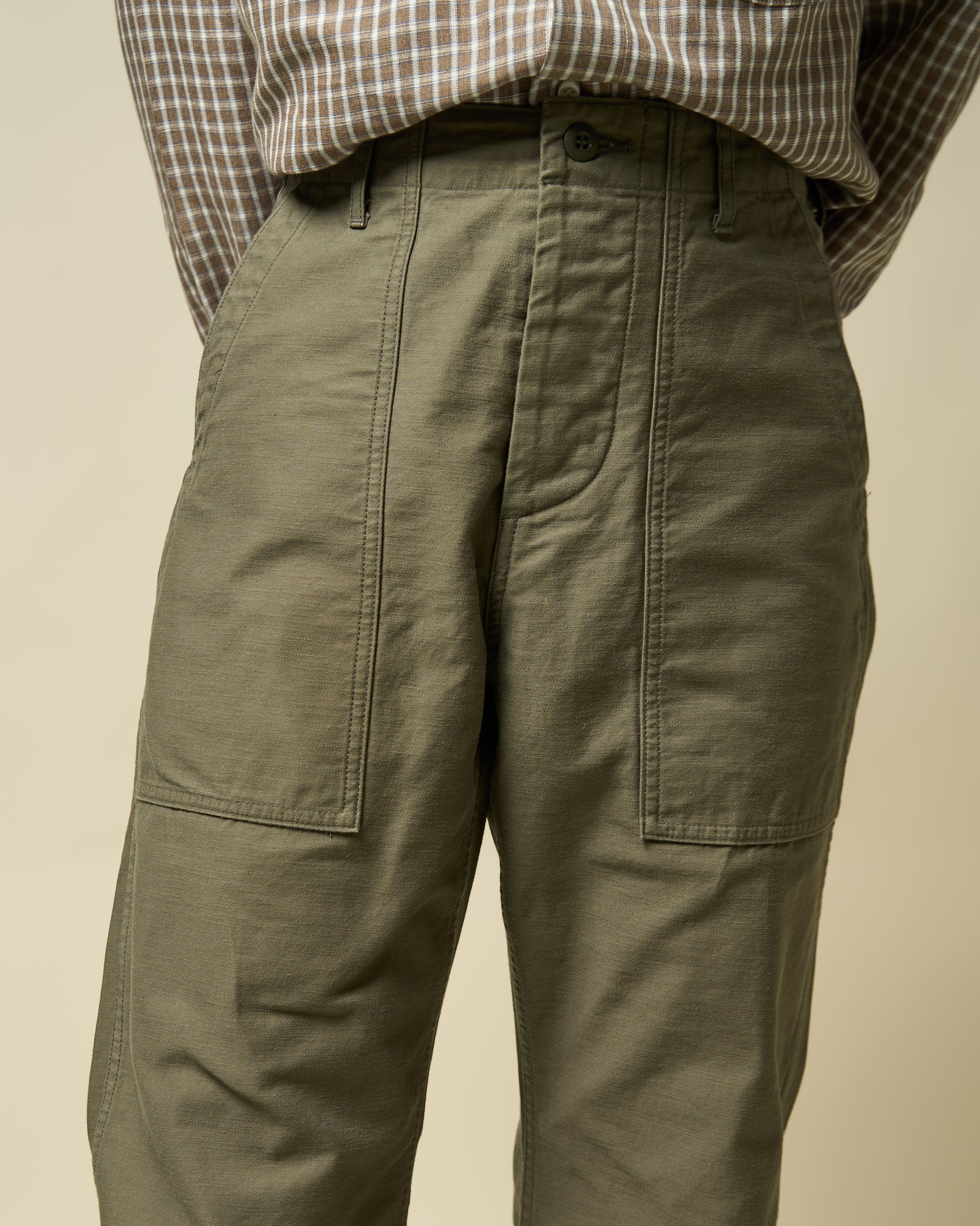 High Rise Japanese Fatigue Pant - Slate Olive Cotton