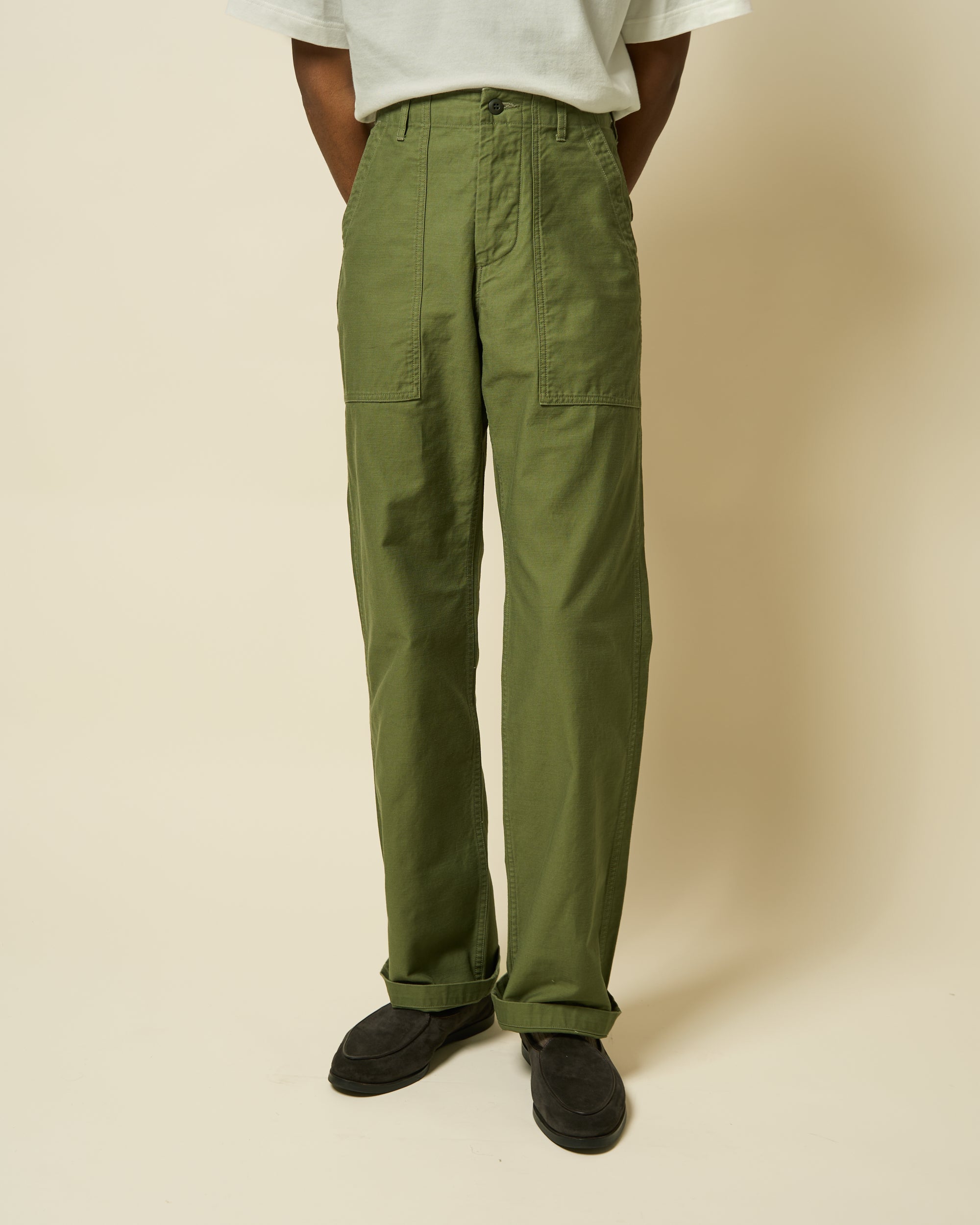 High Rise Japanese Fatigue Pant - Field Green Cotton