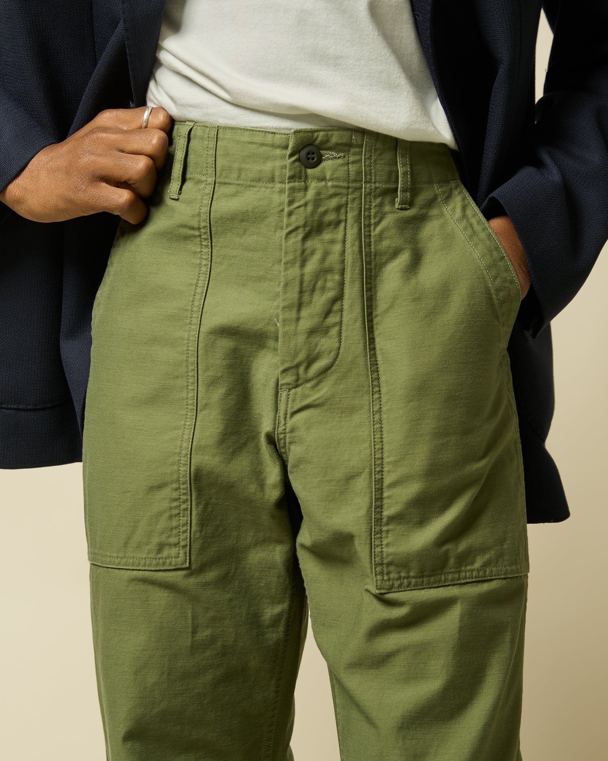 High Rise Japanese Fatigue Pant - Field Green Cotton