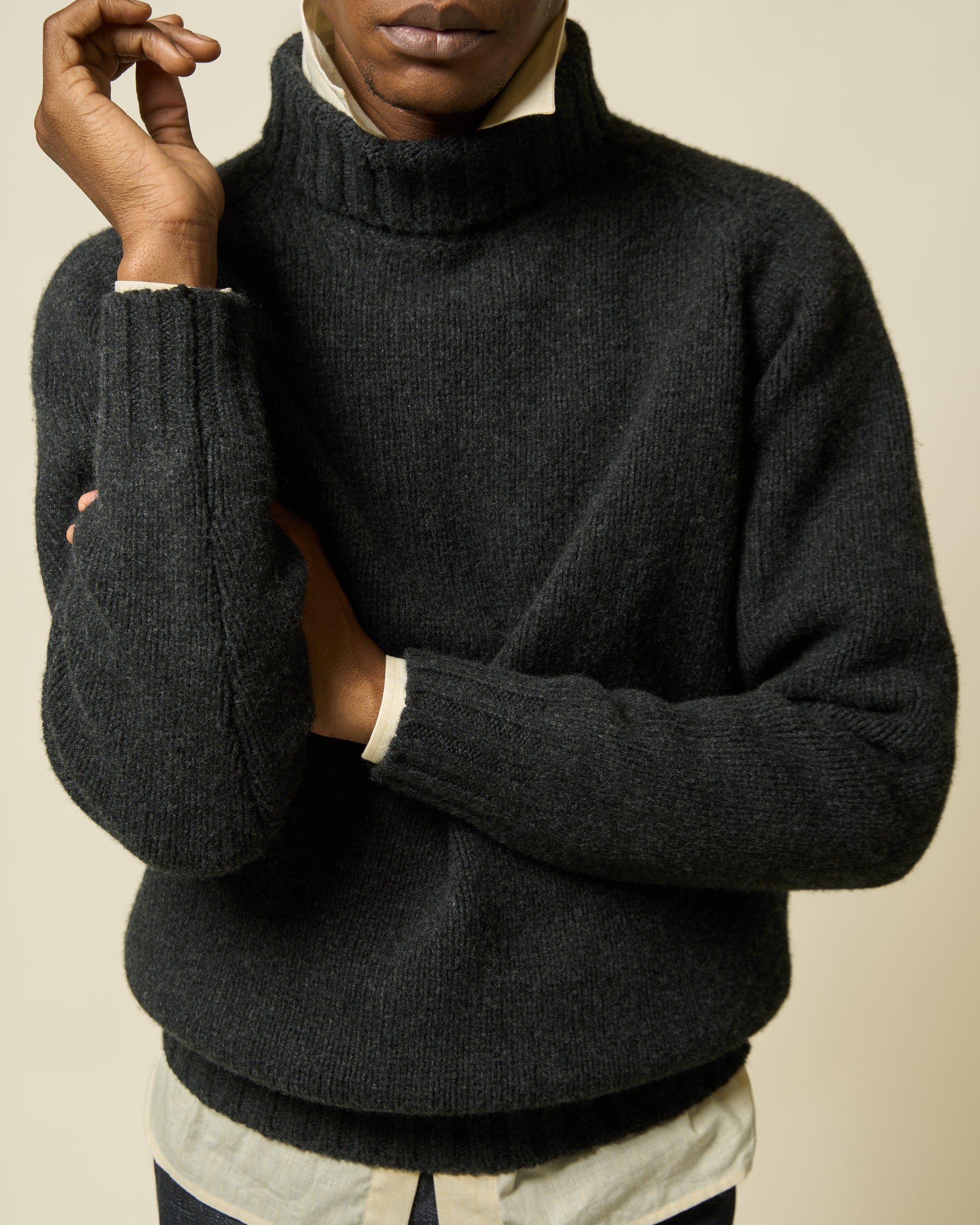Funnel Neck Sweater - Charcoal