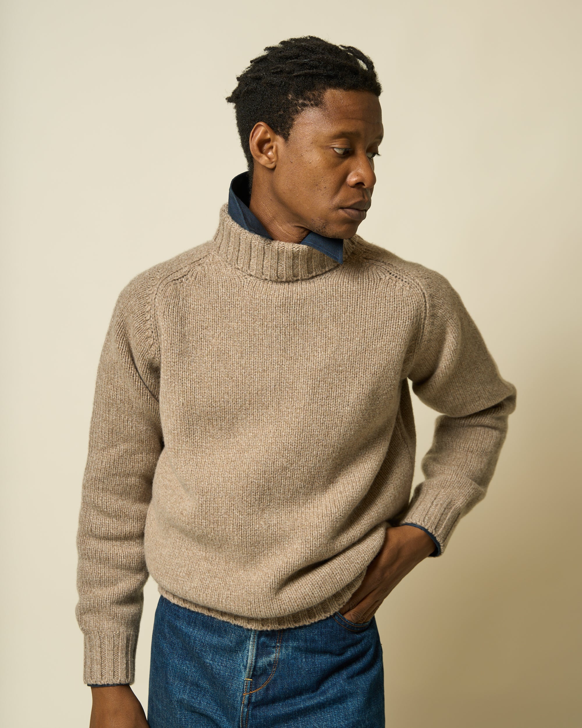 Funnel Neck Sweater - Oatmeal
