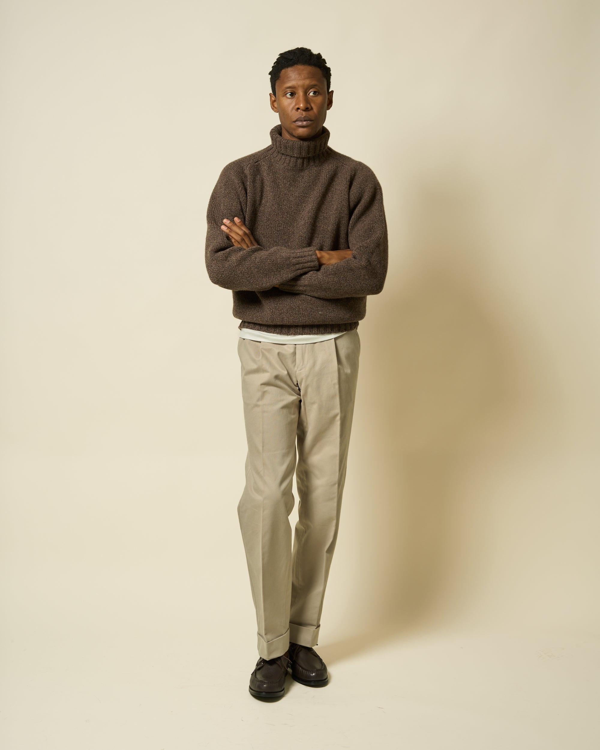 Funnel Neck Sweater - Brown