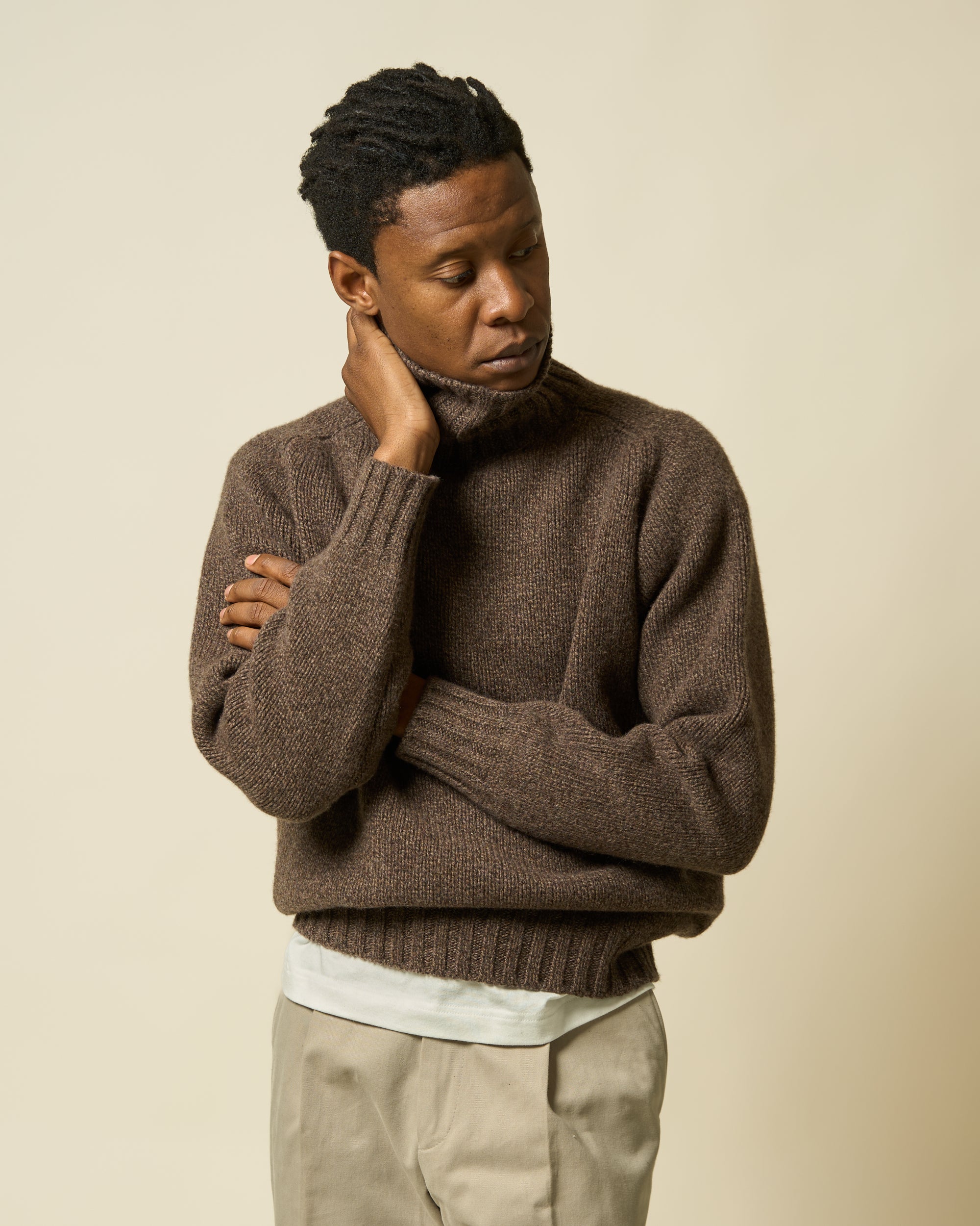 Funnel Neck Sweater - Brown