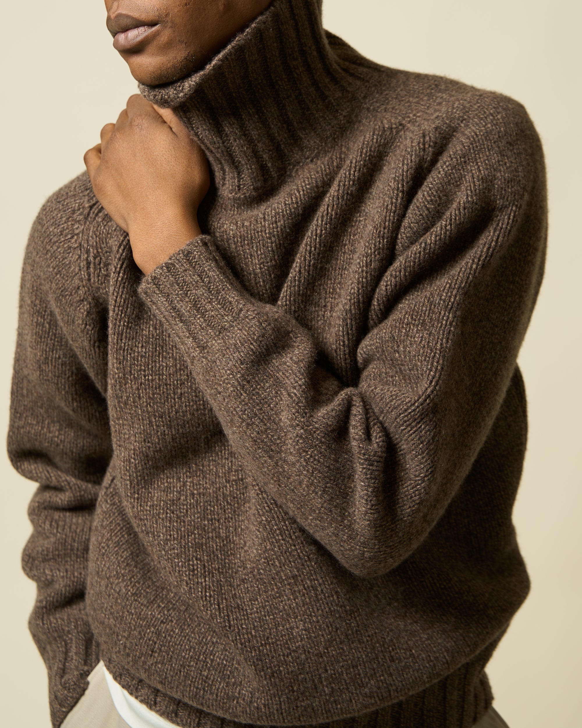 Funnel Neck Sweater - Brown