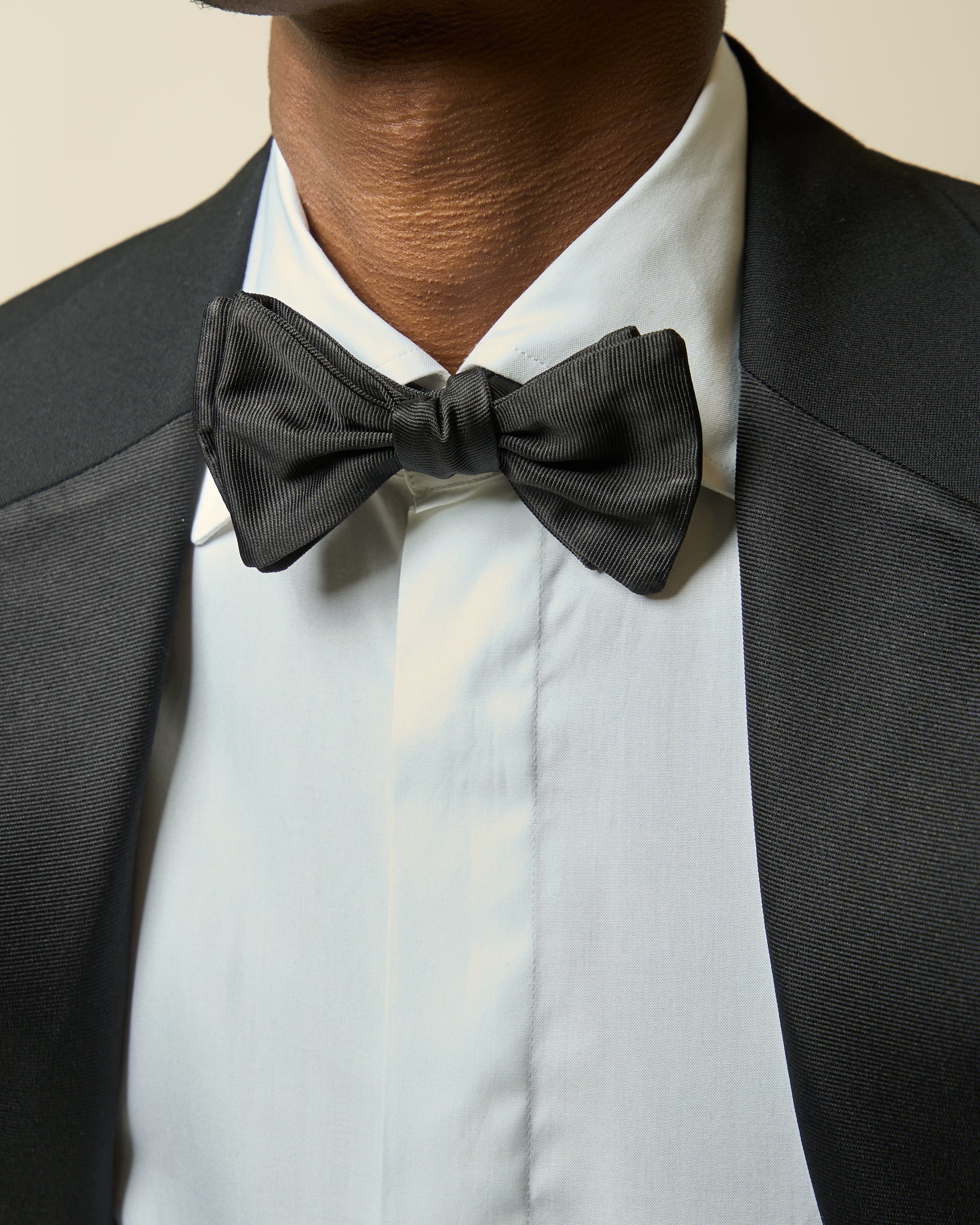 H.N. White - Black Grosgrain Silk Bow Tie