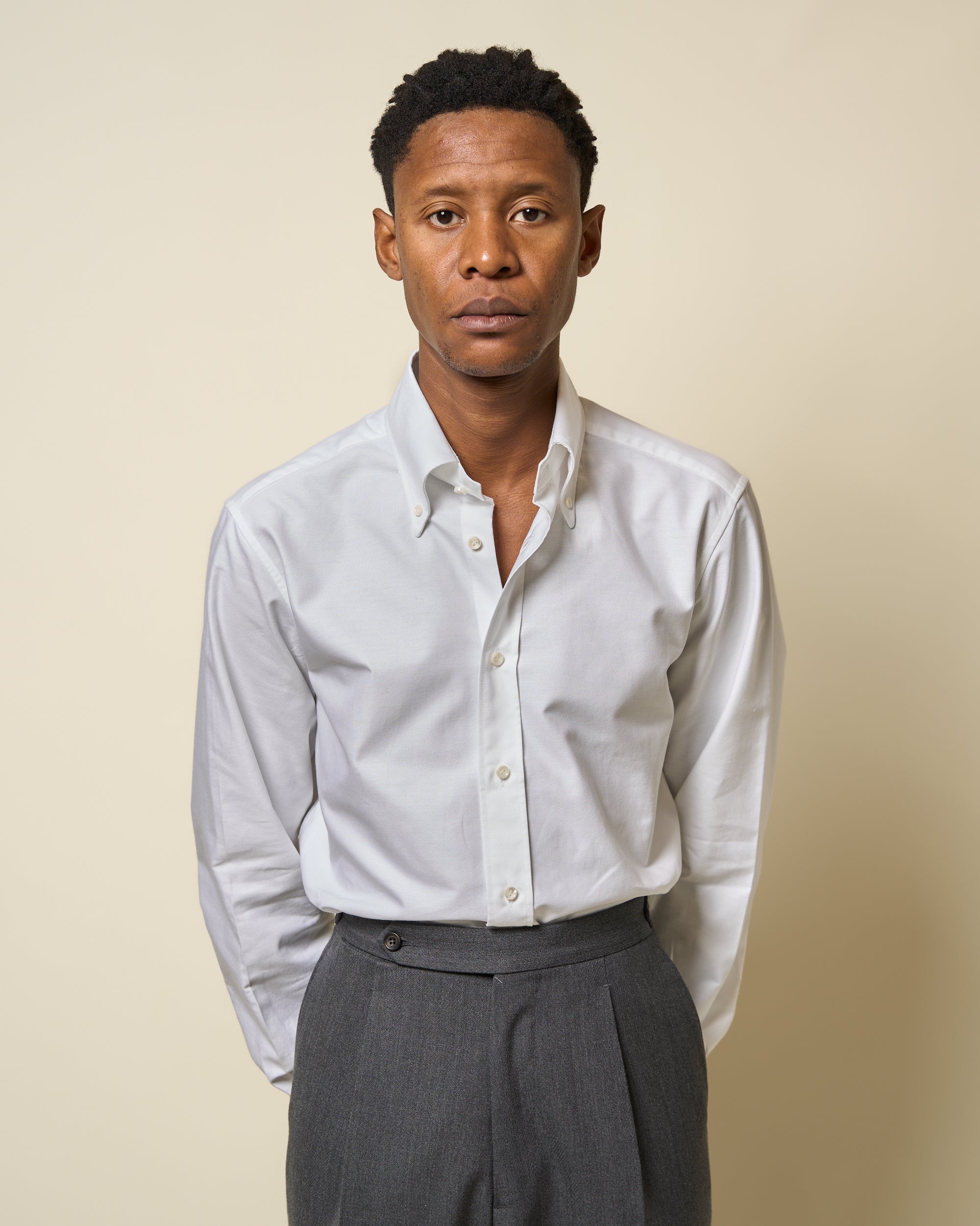 Button Down Collar Shirt - White Oxford Cotton