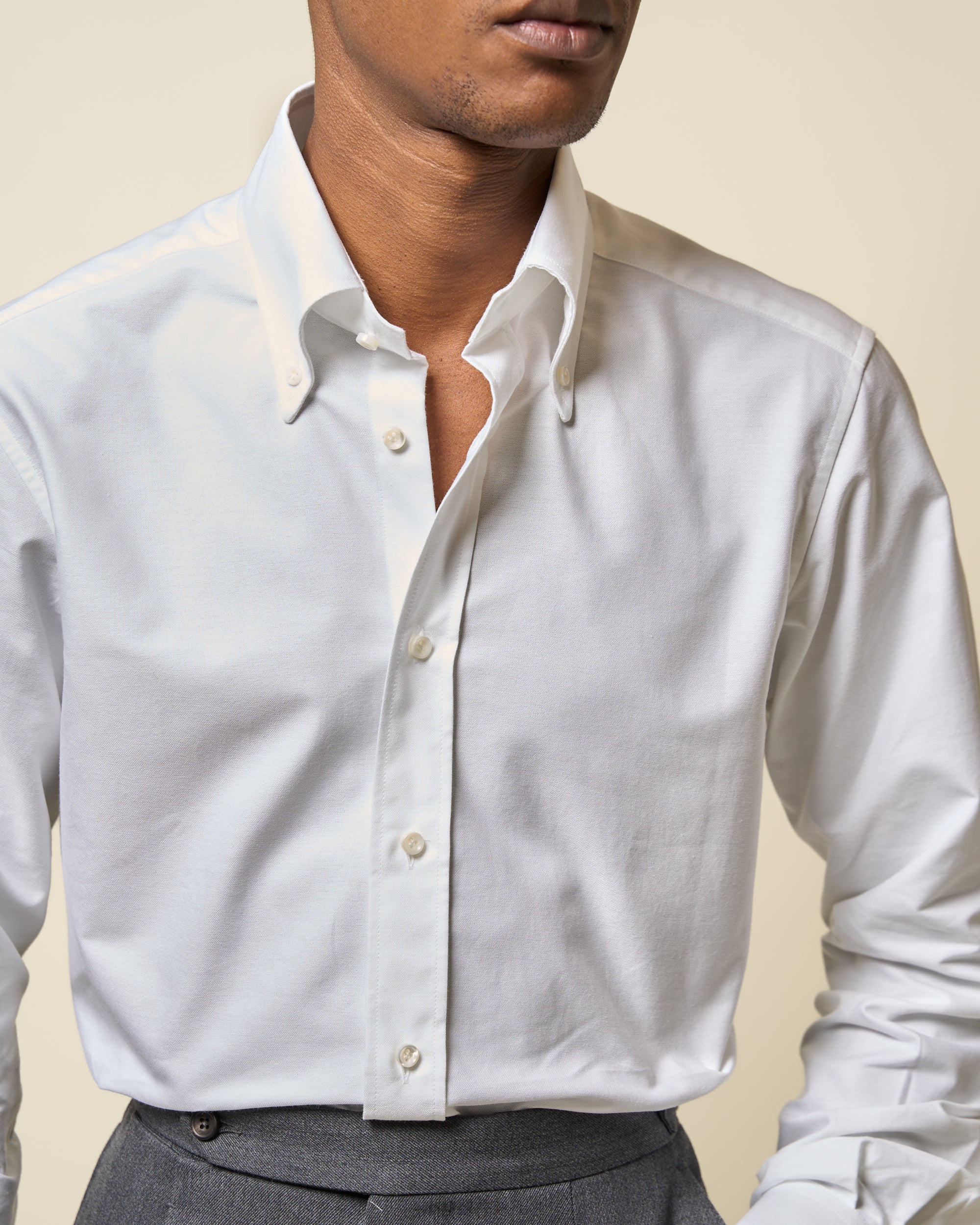 Button Down Collar Shirt - White Oxford Cotton