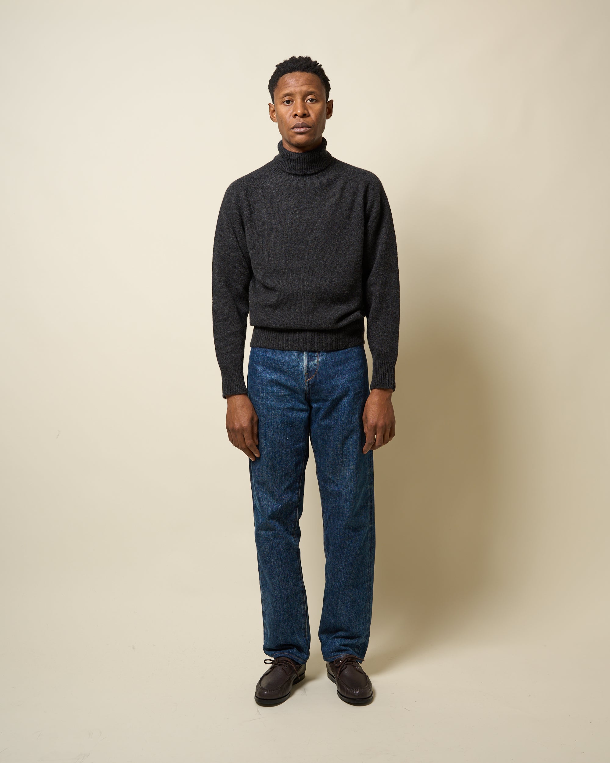 Lambswool Roll Neck Sweater - Charcoal