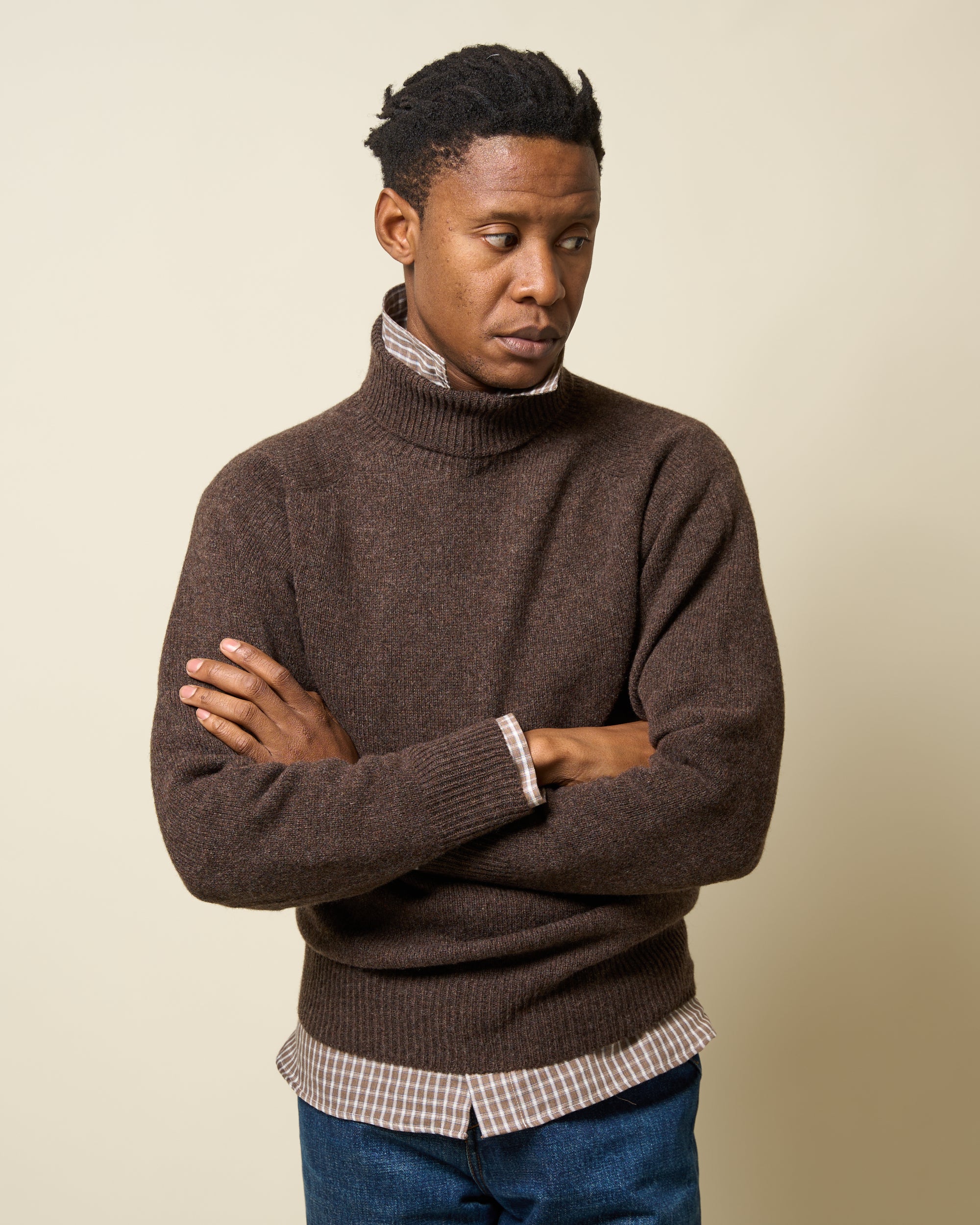 Lambswool Roll Neck Sweater - Porcupine