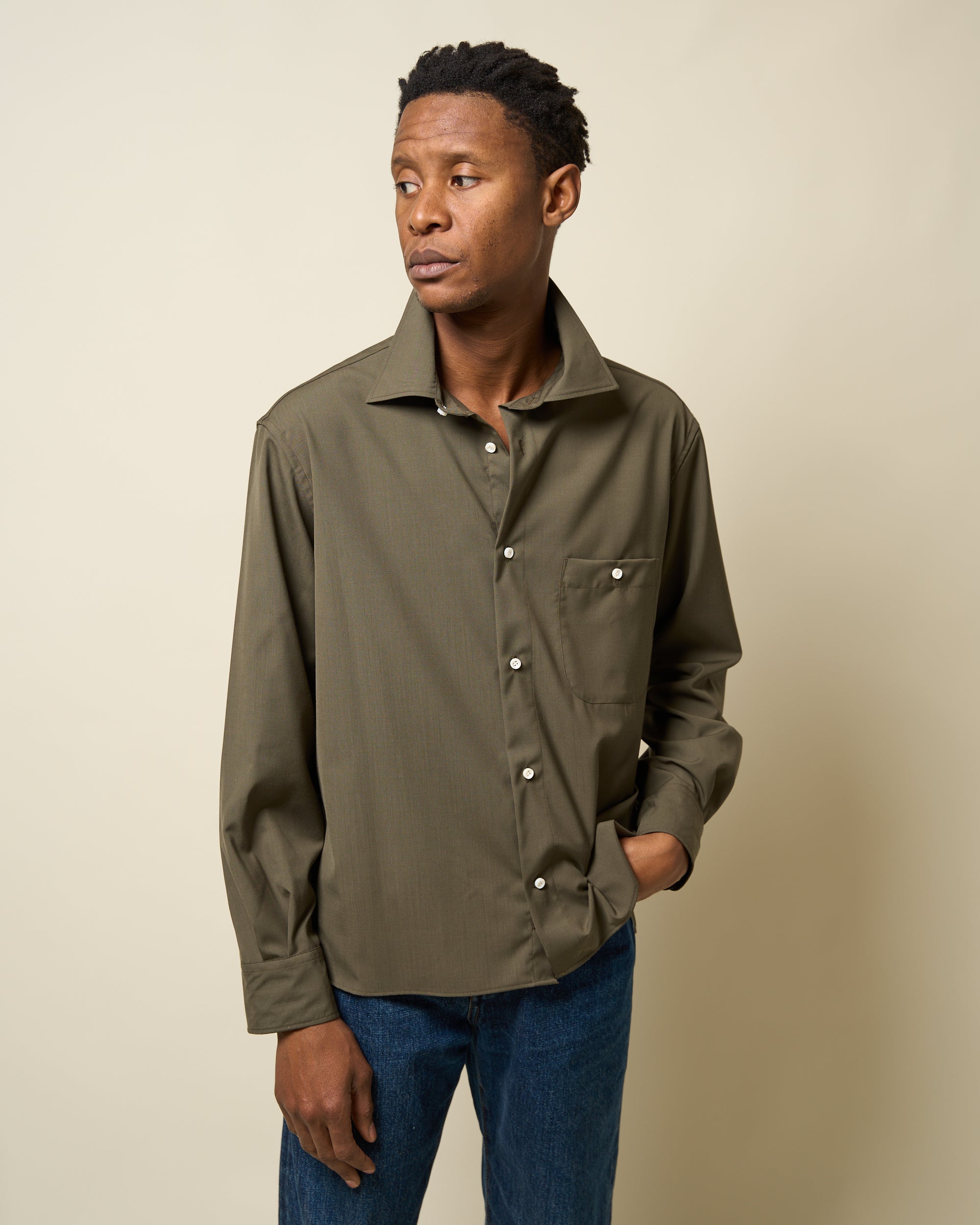 Off-Duty Shirt - Military Green Wool