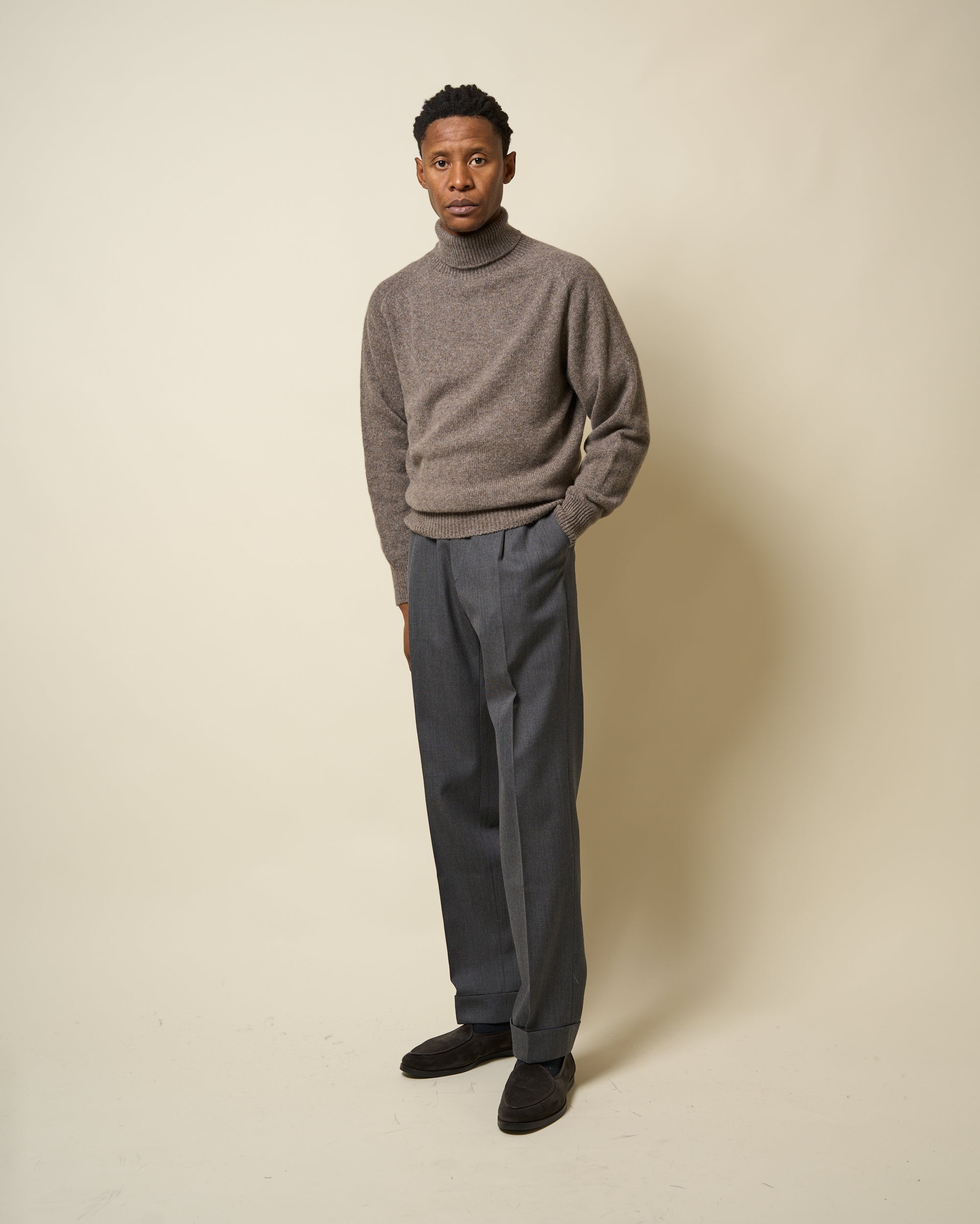 Lambswool Roll Neck Sweater - Elk