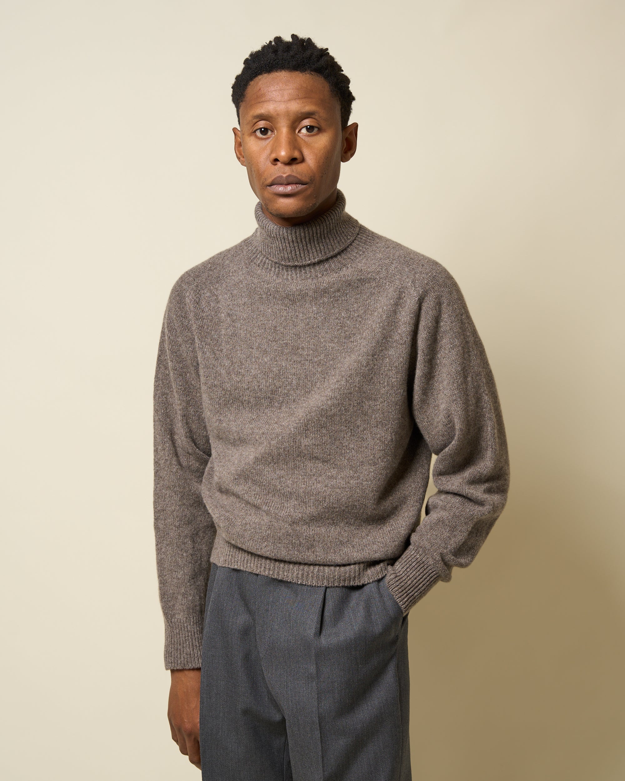Lambswool Roll Neck Sweater - Elk