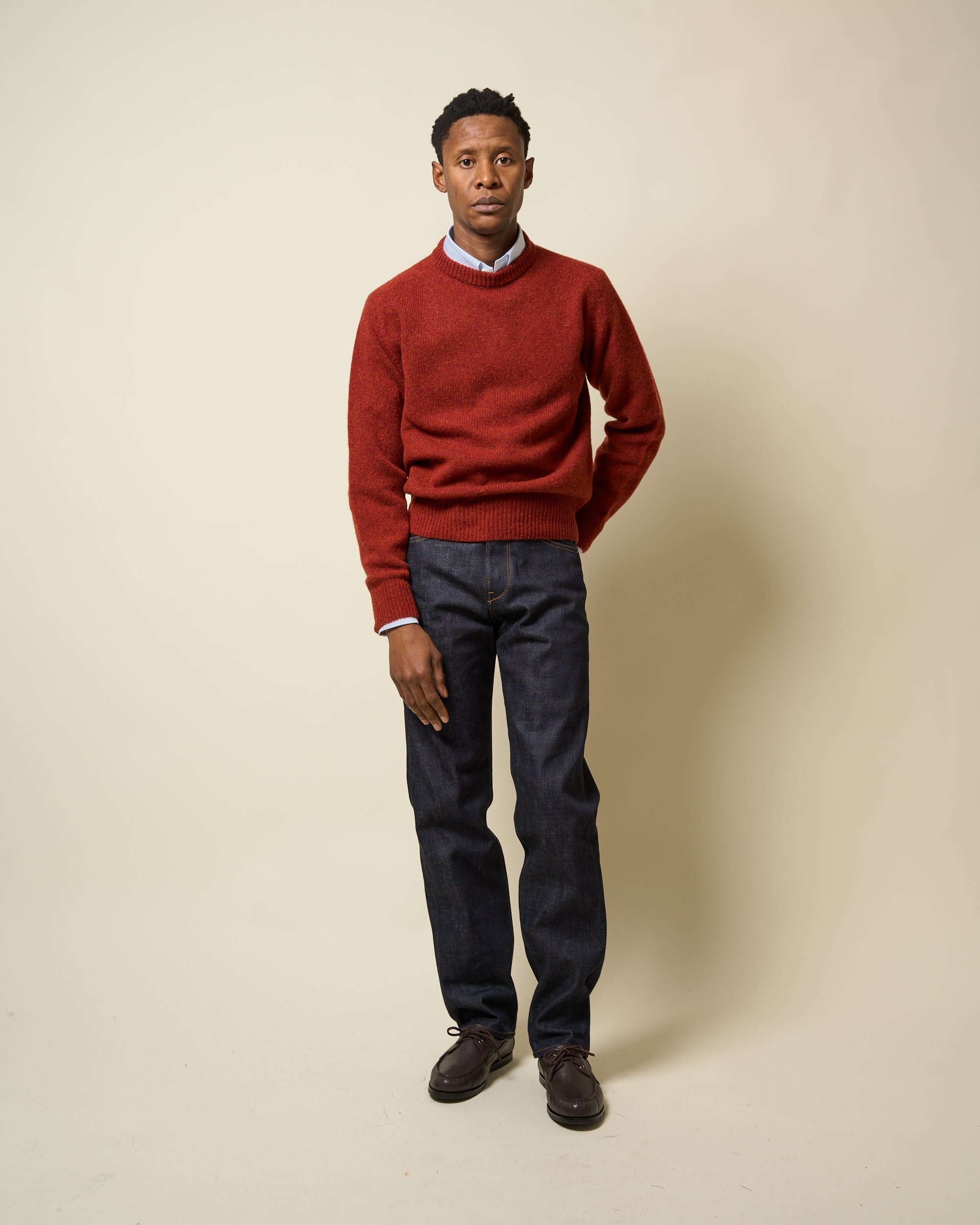 Shetland Wool Crew Neck Sweater - Madder
