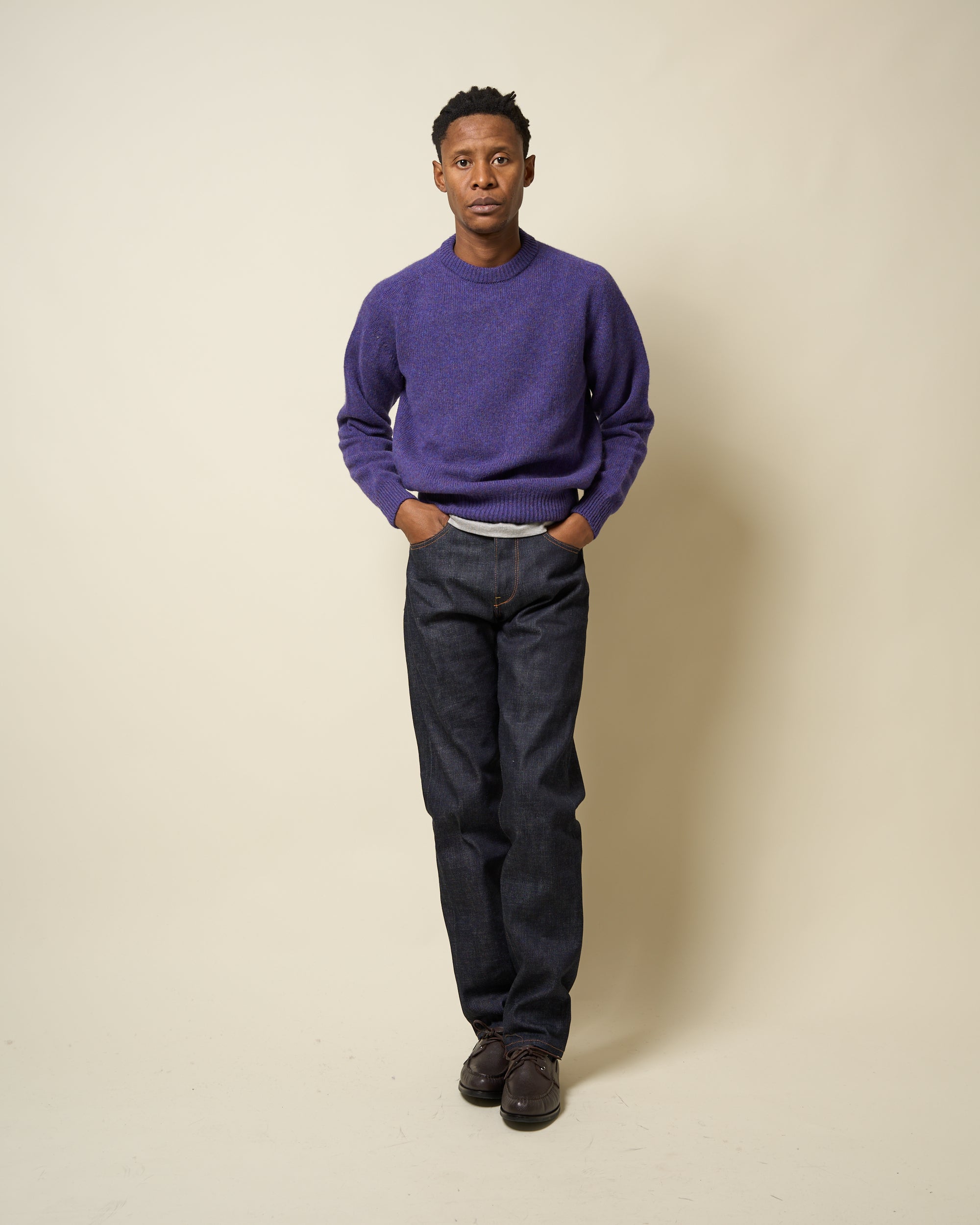 Shetland Wool Crew Neck Sweater - Iris