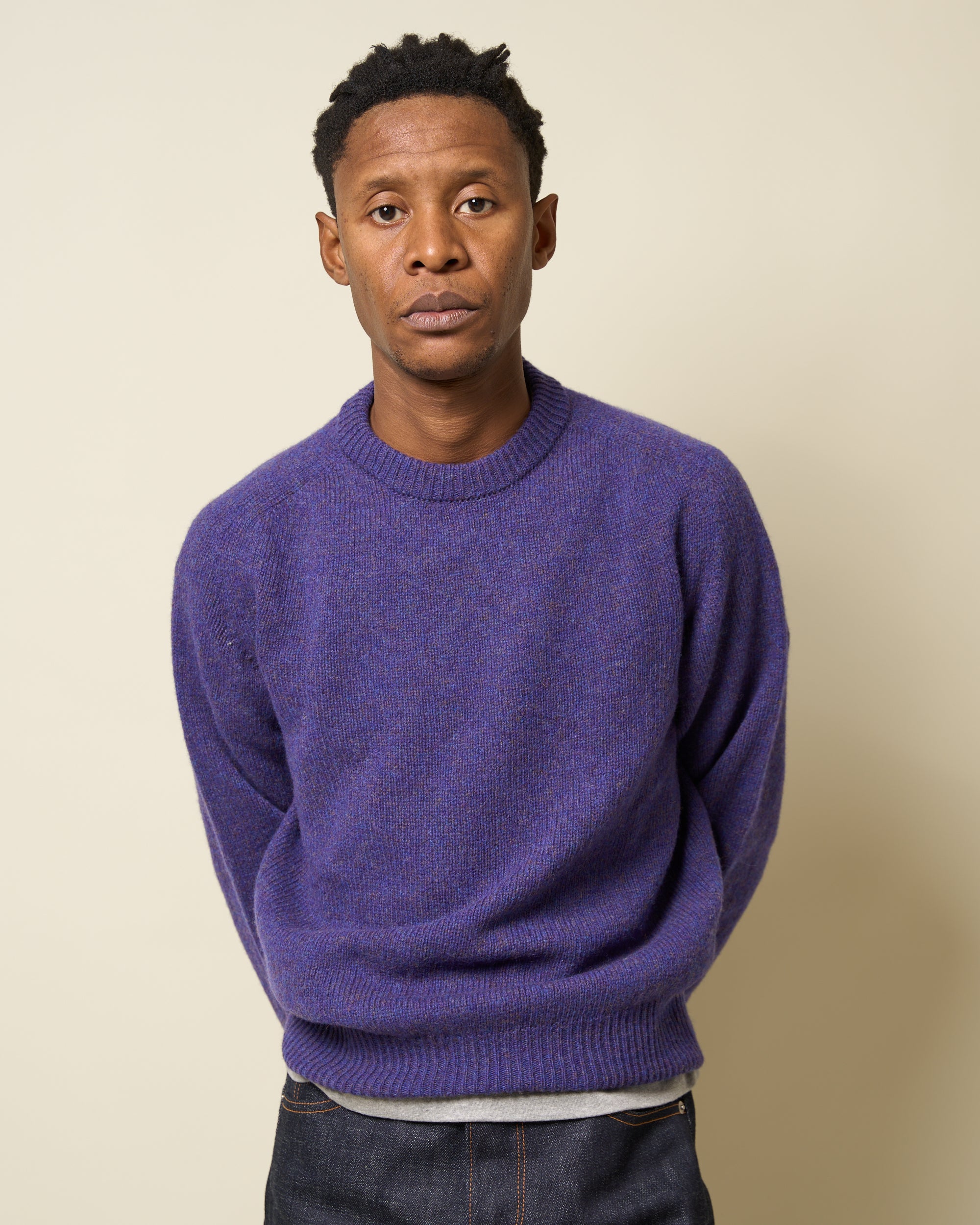 Shetland Wool Crew Neck Sweater - Iris