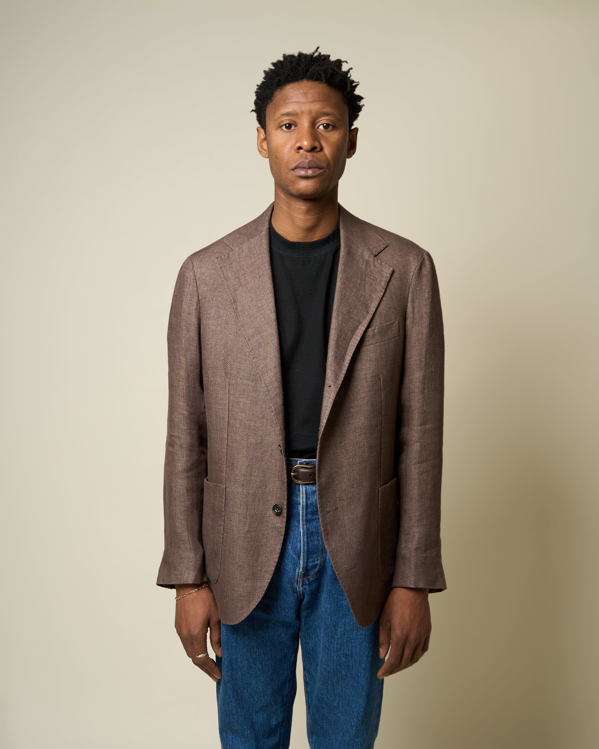 Sport Jacket - Mocha Hopsack Linen