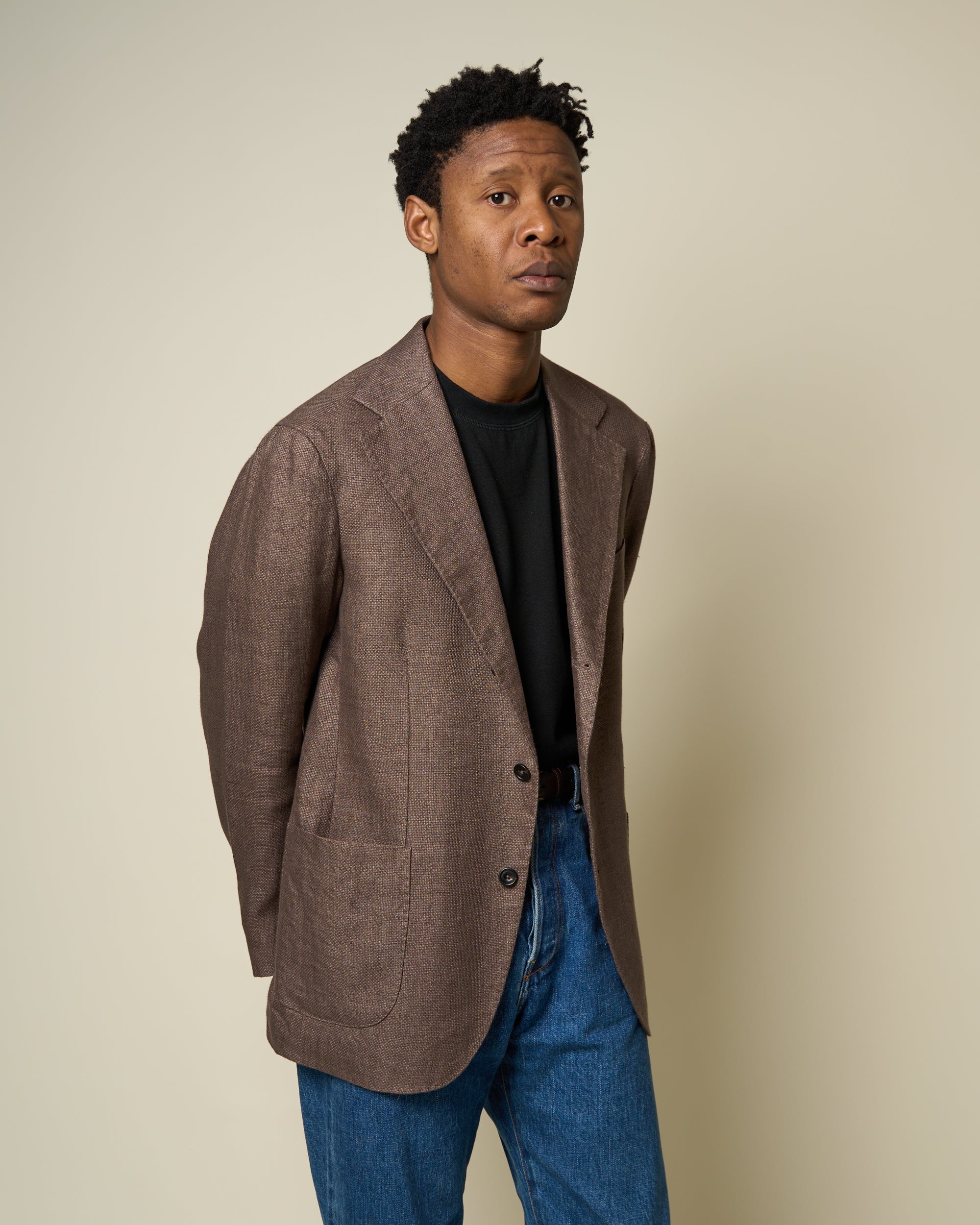 Sport Jacket - Mocha Hopsack Linen