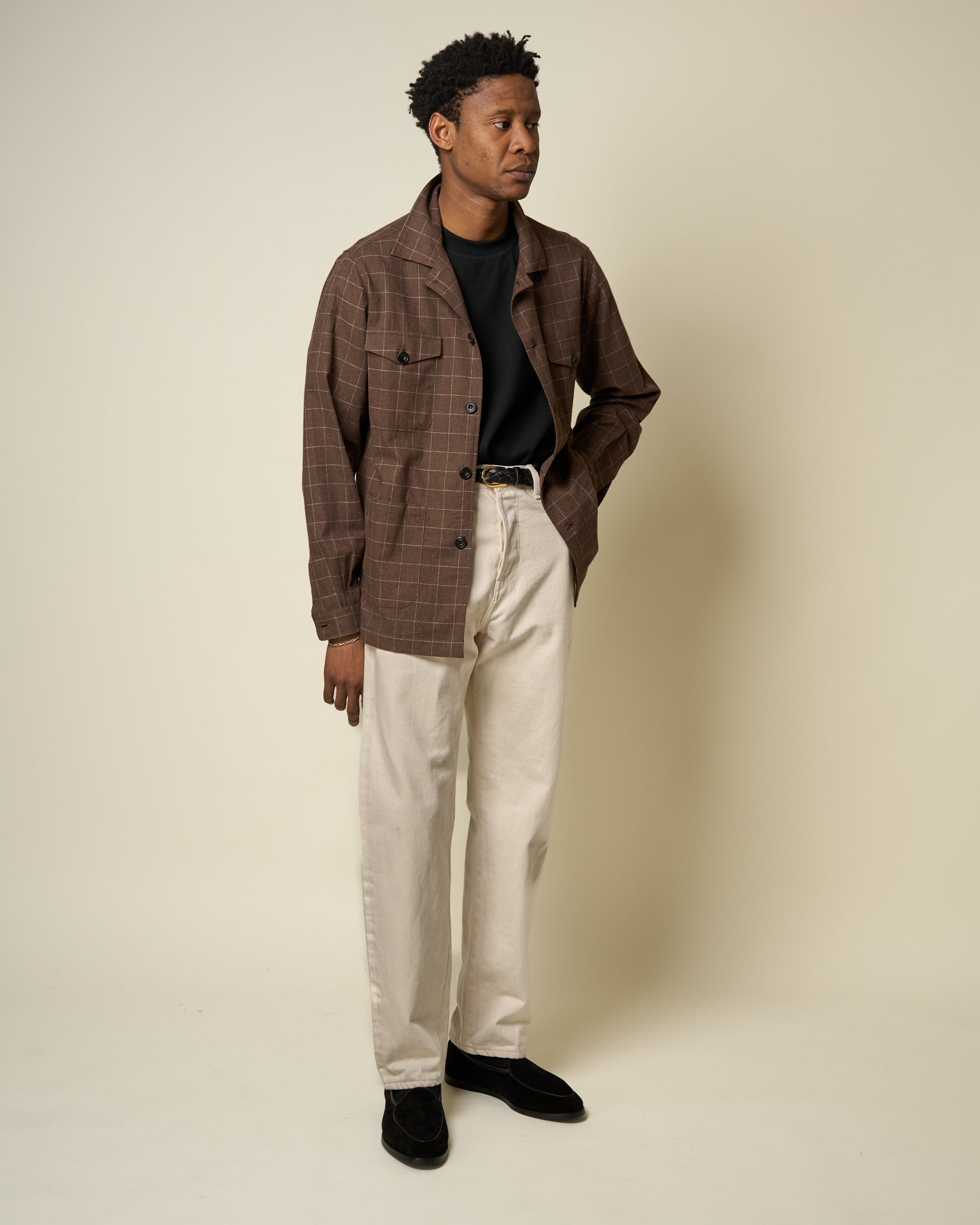 Overshirt - Brown Windowpane Cotton