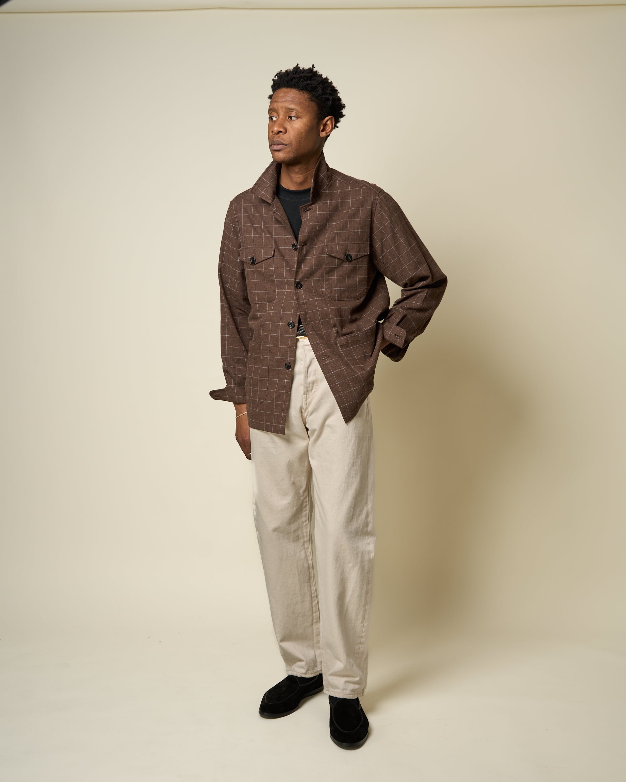 Overshirt - Brown Windowpane Cotton